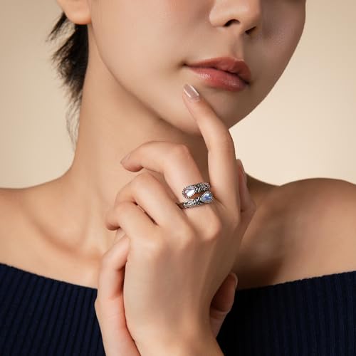 Detalle 2 de Weviway Sterling Silver Adjustable Vintage Moonstone Ring