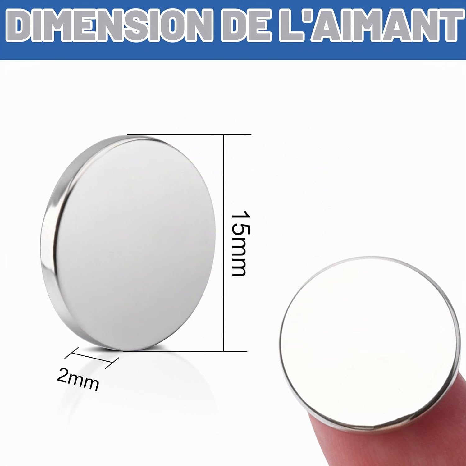 Detalle 2 de FPMYB A3DE_15x2_20_new neodymiummagneten, 15 x 2 mm, zilverkleurig, 20 stuks