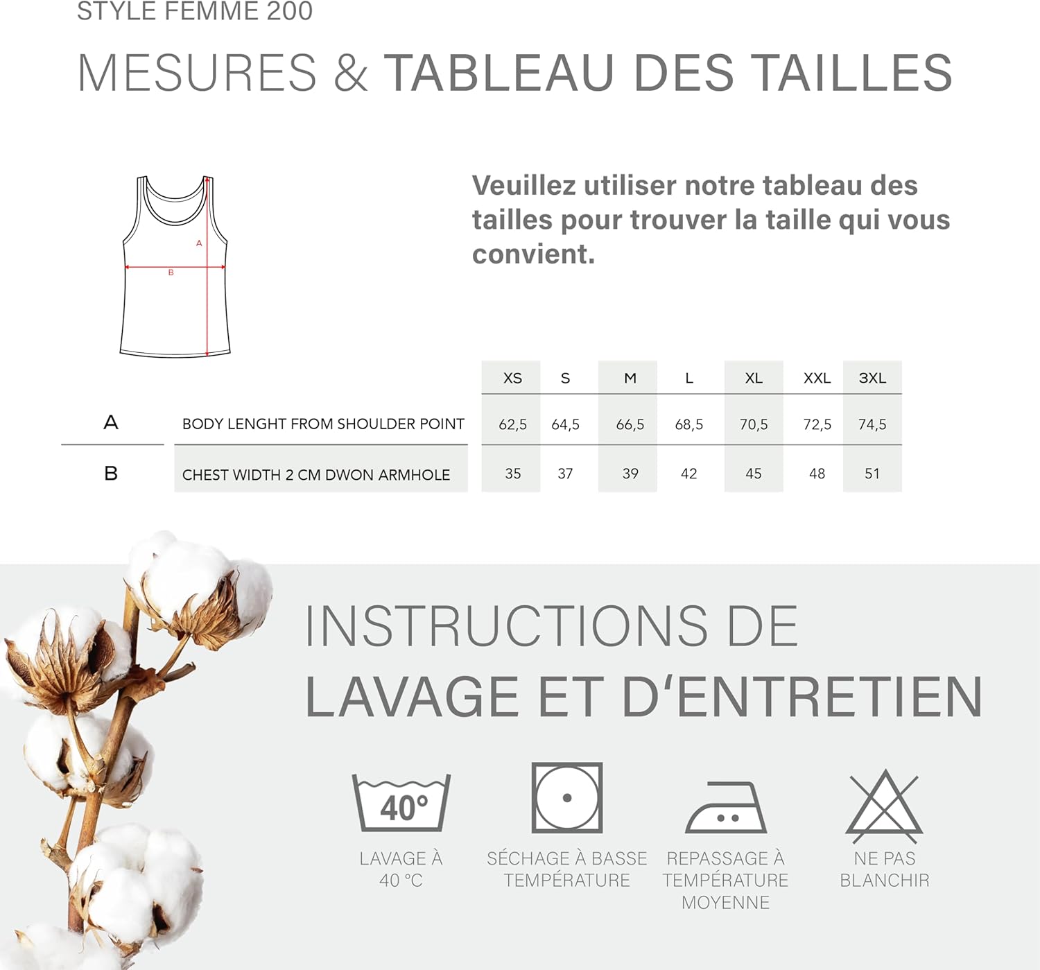 Thumbnail 3 de HRM Lot de 3 débardeurs Femme — Top basique en coton 95% avec 5% Lycra, col en U, extensible