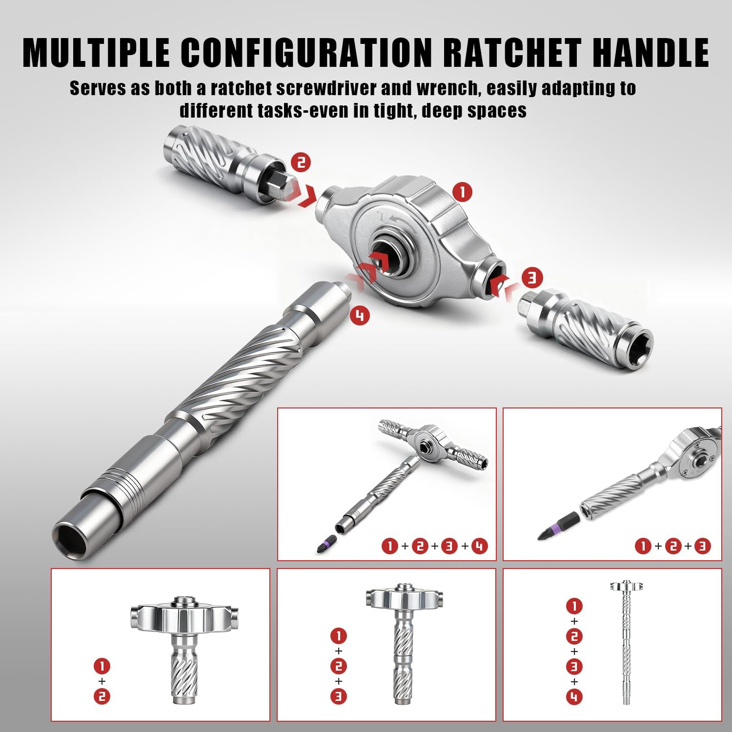 Detalle de VMAN RS24S Ratchet Screwdriver Set with S2 Steel Bits and Flexible Shaft
