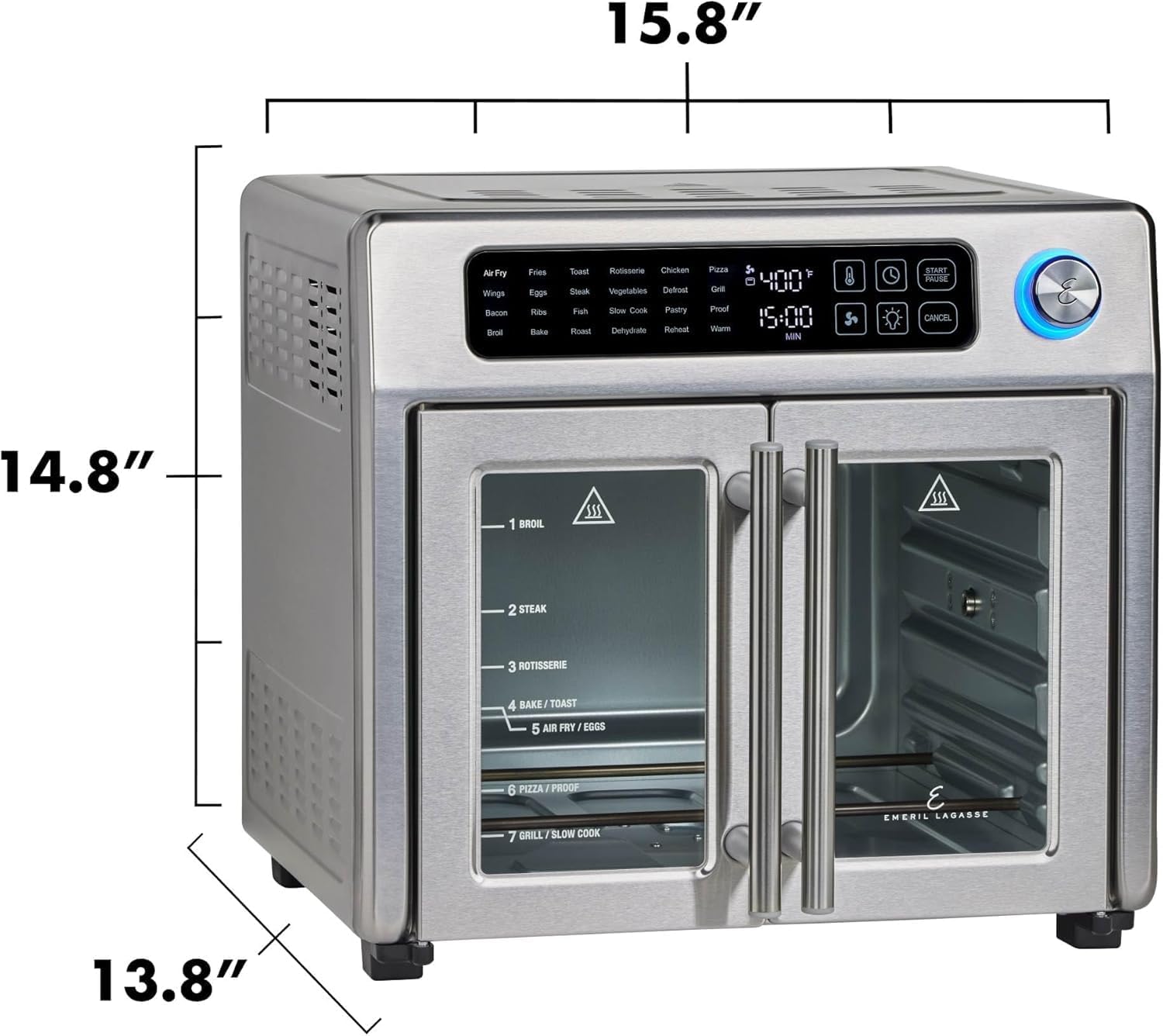 Detalle de Emeril Lagasse Extra Large Toaster Oven Air Fryer, 24 Functions 🍽