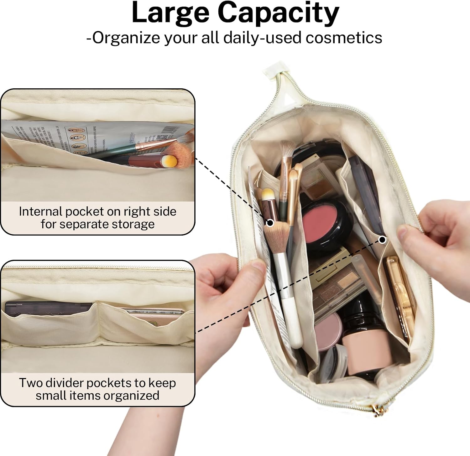 Thumbnail 3 de LJCZKA Large Portable Makeup Bag: Wide-Open, High-Capacity Travel Pouch