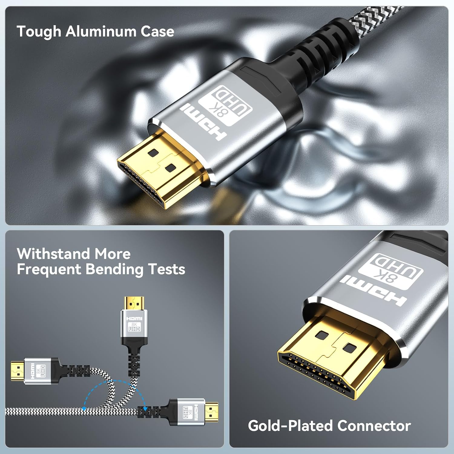 Detalle de Soonsoonic 10K/8K/4K Câble HDMI 3M certifié HDMI 2.1 – Ultra haut débit 48 Gbps, 8K@60Hz / 4K@120Hz