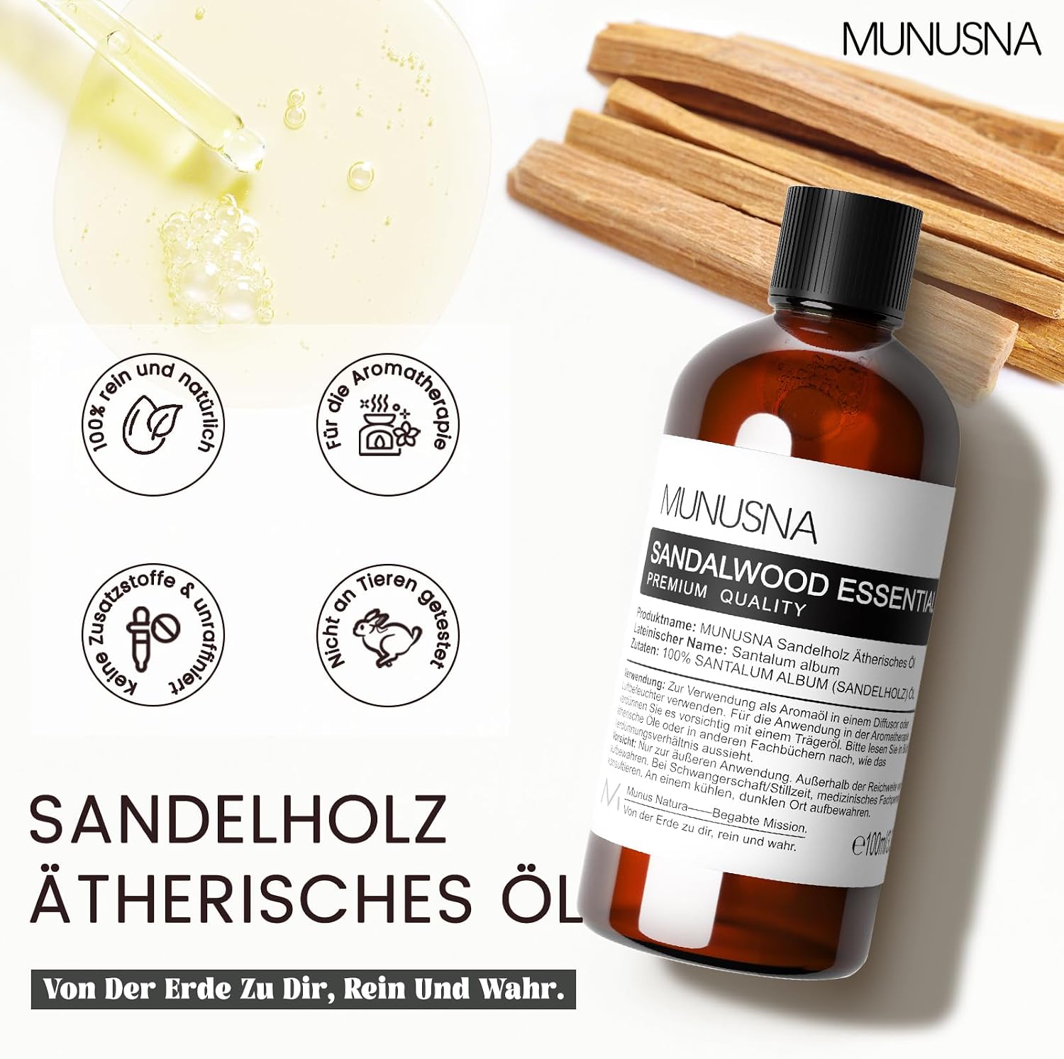 Detalle 2 de Ätherisches Sandelholzöl 100 ml von MUNUSNA