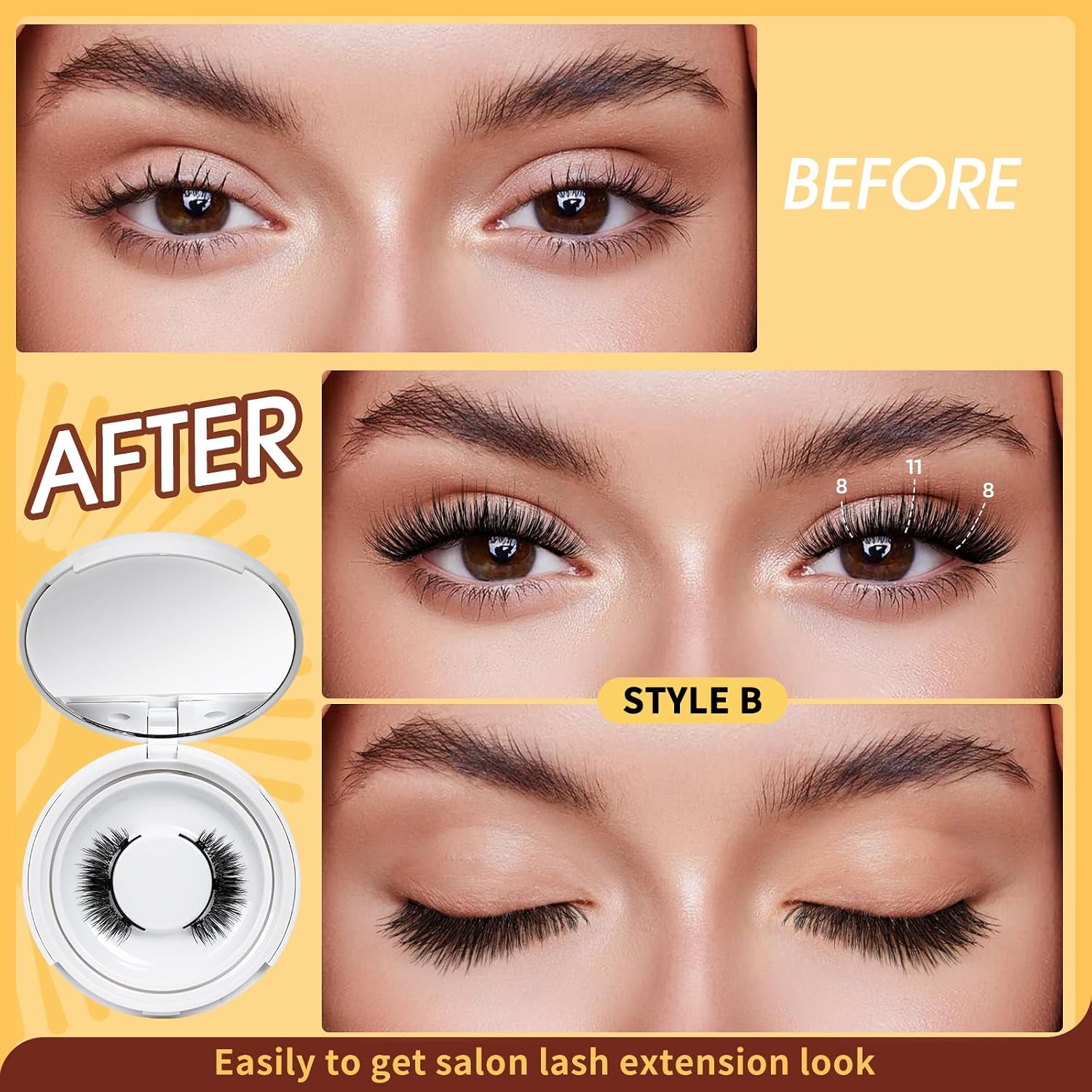 Thumbnail 1 de QUEWEL Wiederverwendbares magnetisches Wimpern-Set mit Applikator – 2 Paar, natürlicher Look