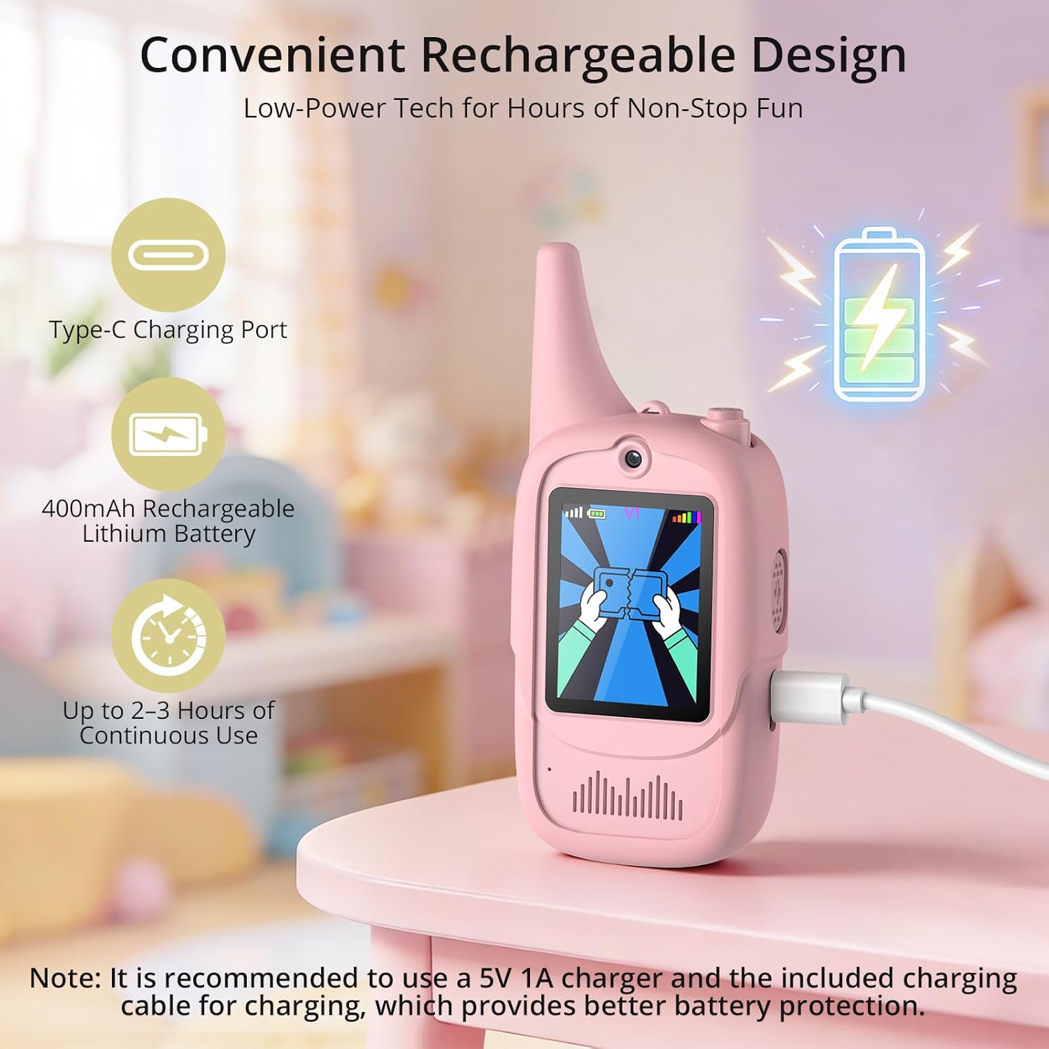 Thumbnail 6 de Anbte Video Walkie Talkies for Kids with Silicone Protective Case (2 Pack) – Long Range, Rechargeable, 3–12 Years