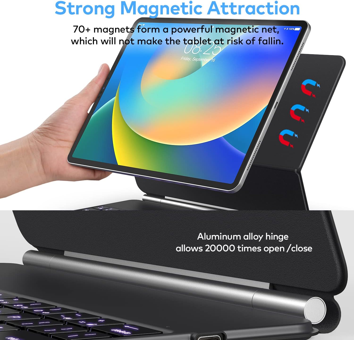 Thumbnail 4 de Keyboard Case for iPad Air 11-inch (M4 2026/M3 2025/M2 2024) & iPad Pro 11-inch — Magnetic Backlit Keyboard with Trackpad