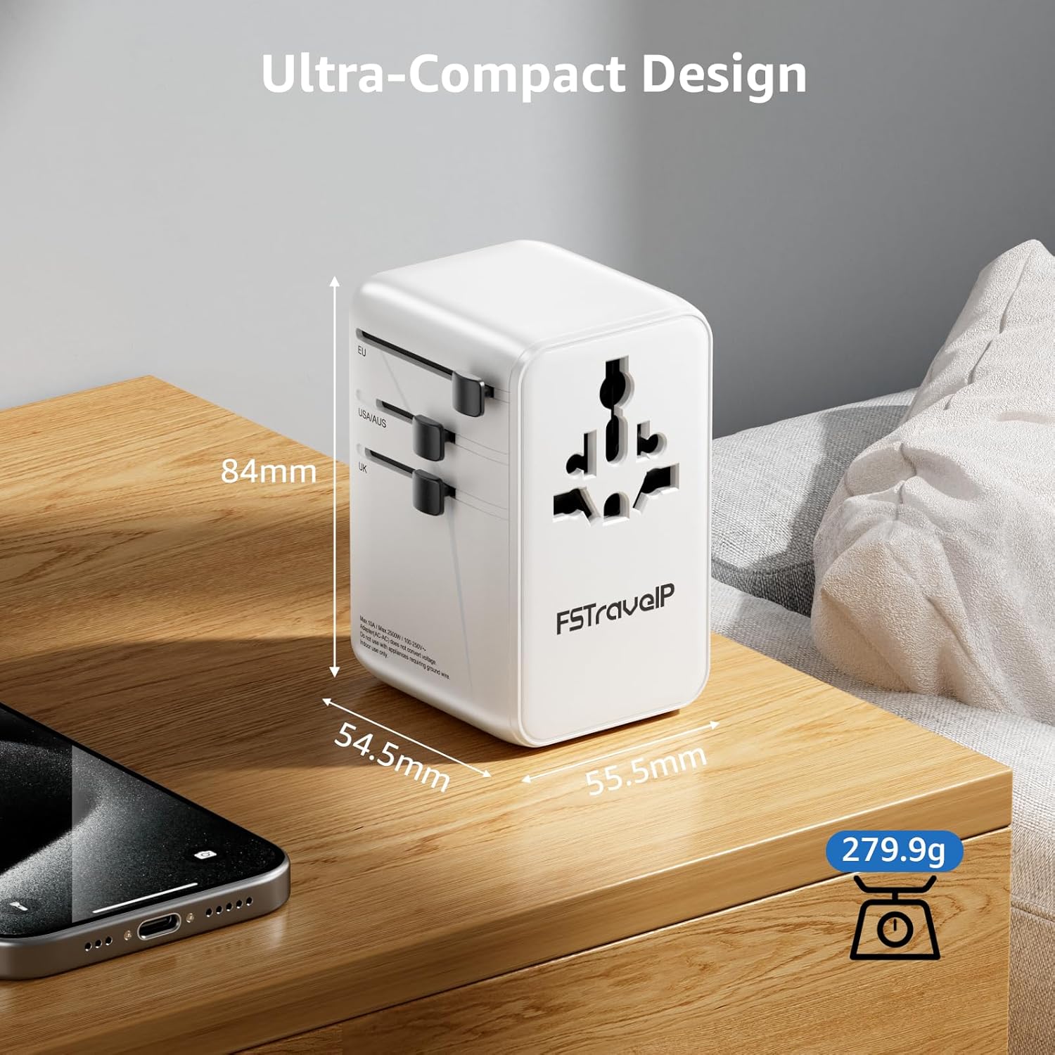 Thumbnail 6 de PD100W Universal Travel Adapter – Worldwide travel plug with 2 USB-C PD (up to 100W) and QC USB-A (18W)