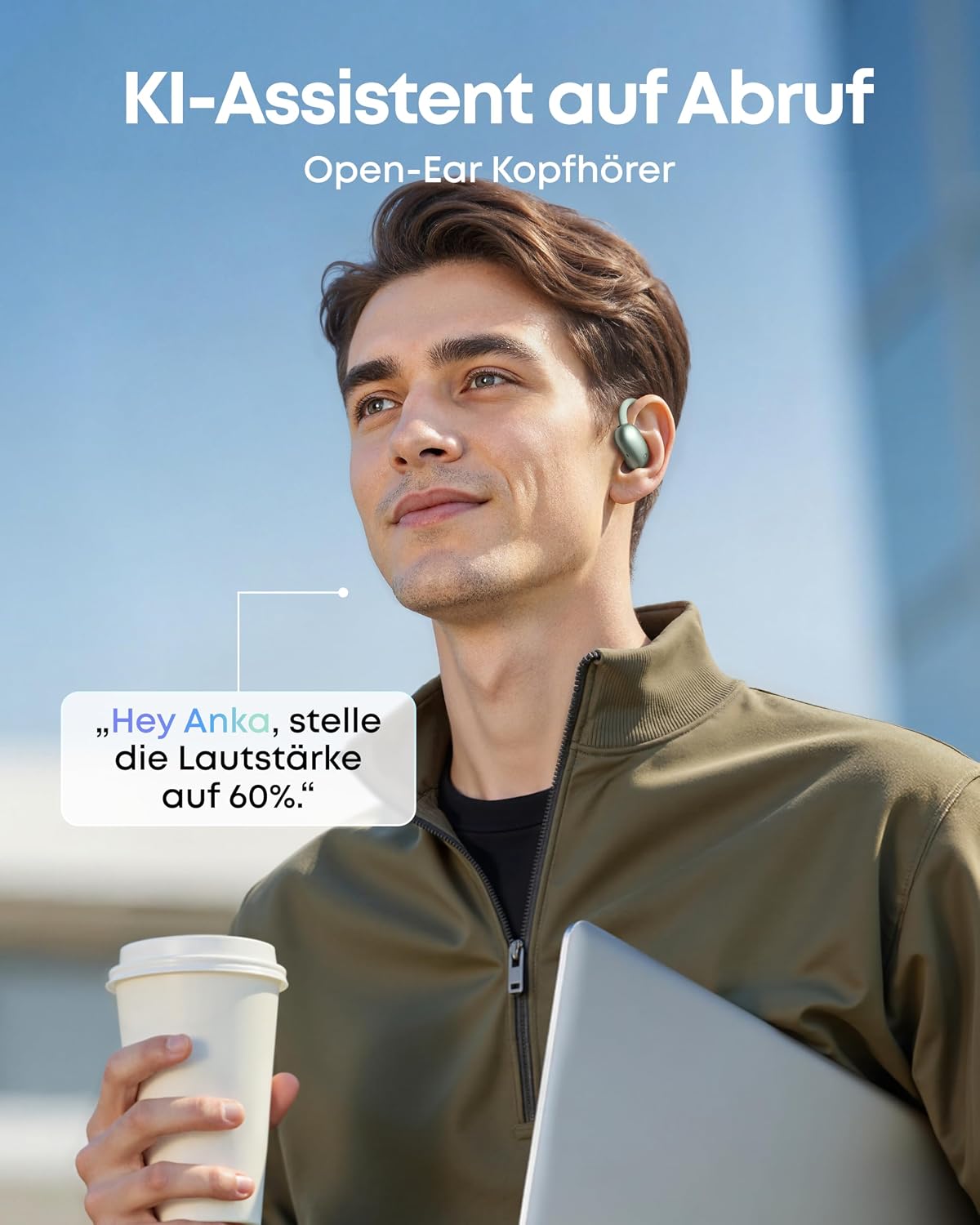 Detalle 2 de Soundcore AeroFit 2 AI Assistant (Anker) – Open-Ear-Kopfhörer mit KI-Assistent & Echtzeit-Übersetzung, IP55