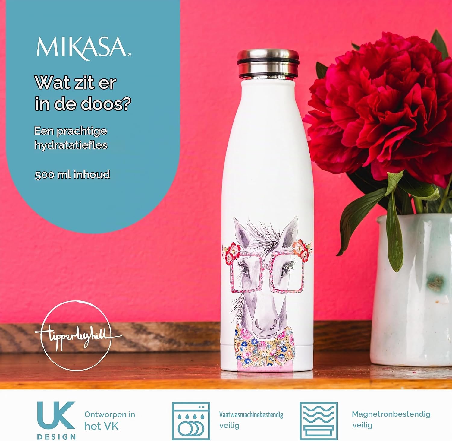 Detalle 1 de Mikasa Tipperleyhill dubbelwandige drinkfles 500 ml met paardenprint