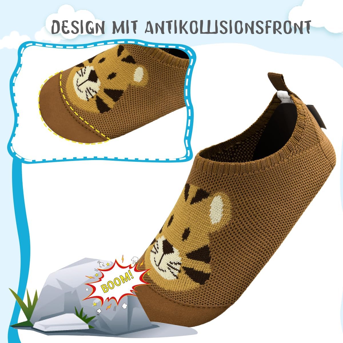Detalle de Kyopp Hausschuhe Kinder Mädchen Barfussschuhe – rutschfeste, atmungsaktive Kleinkind‑Pantoletten für Kindergarten