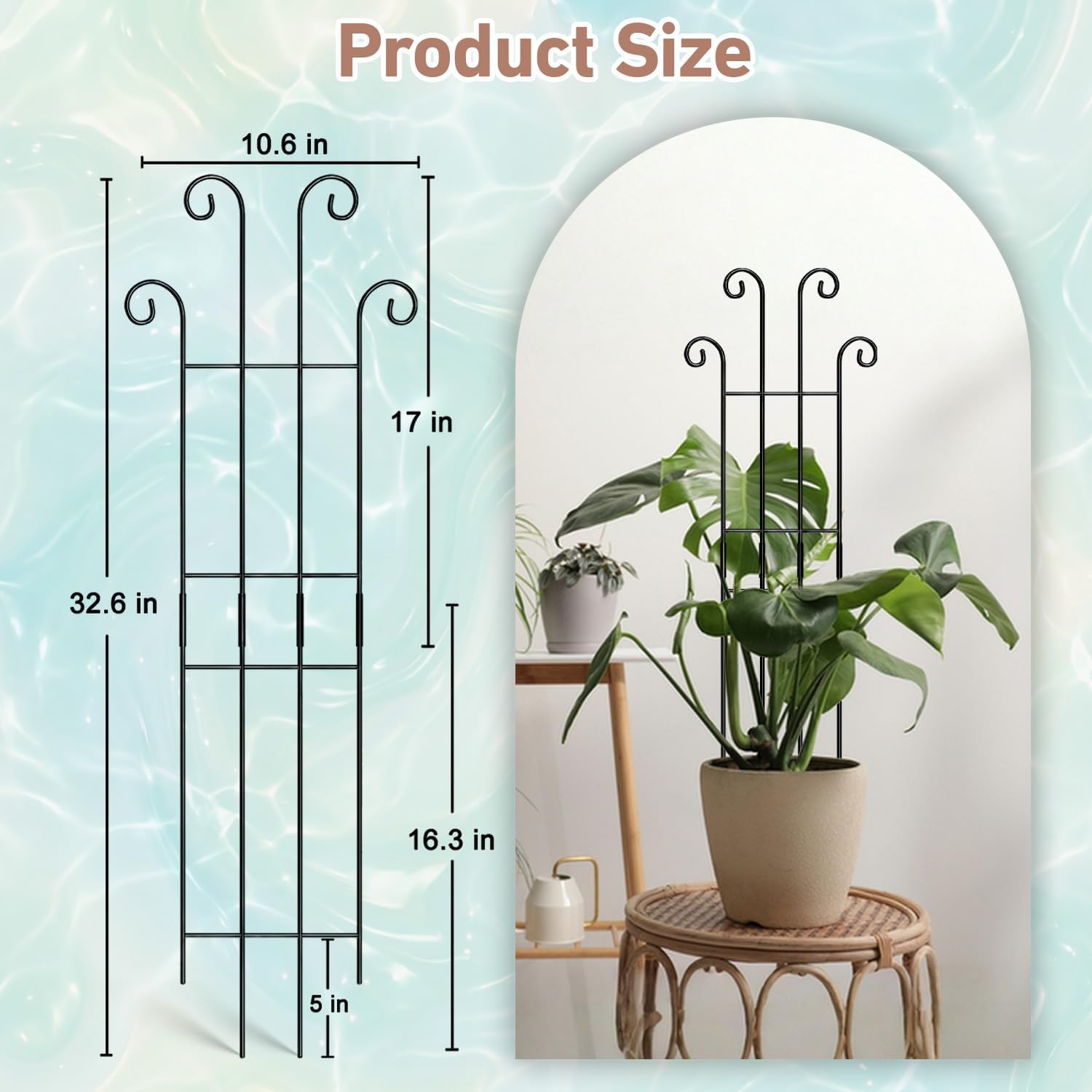 Detalle 2 de COVERTIFY 32.6in Metal Plant Trellis for Monstera, Expandable with Garden Ties
