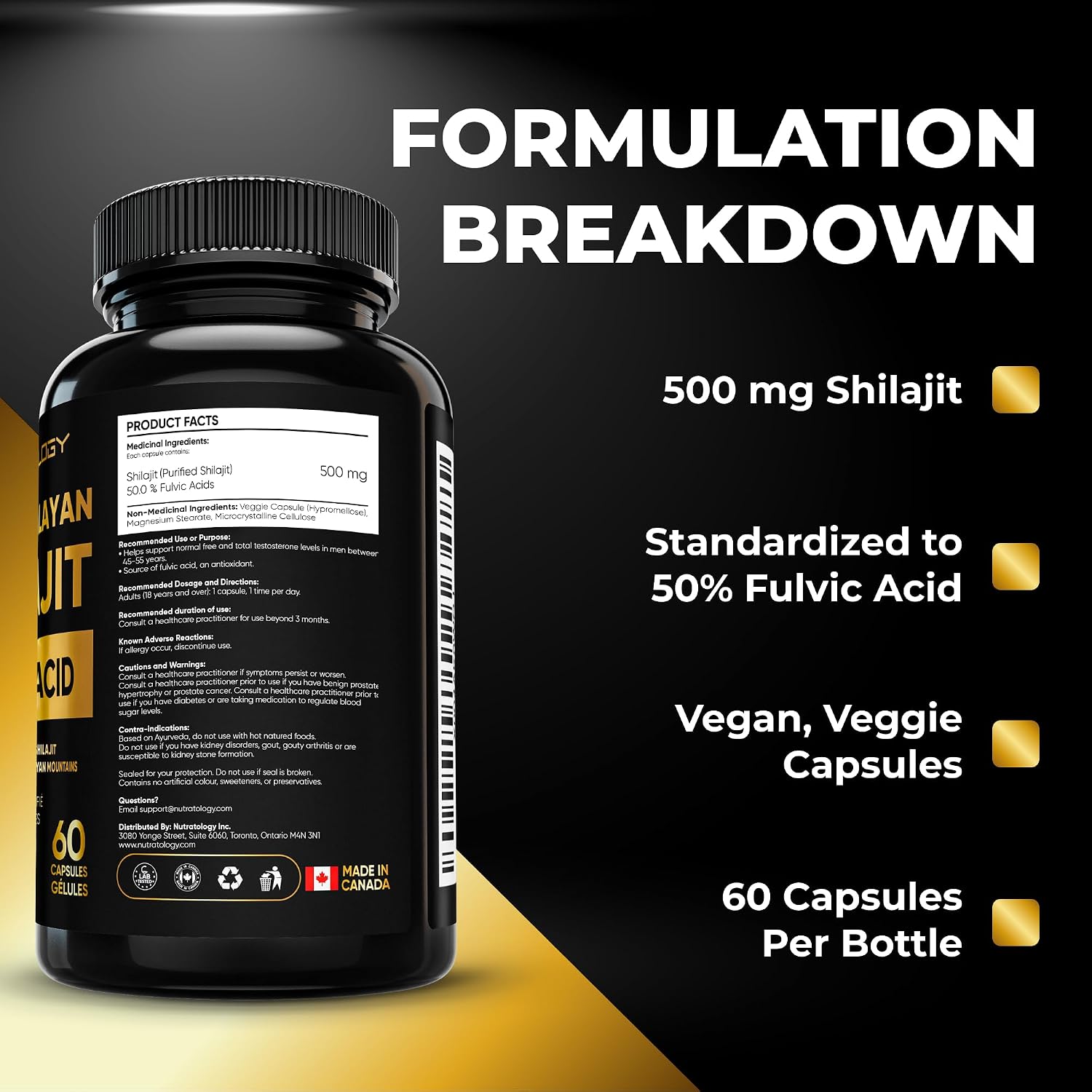 Detalle de Nutratology Shilajit Capsules 50% Fulvic Acid