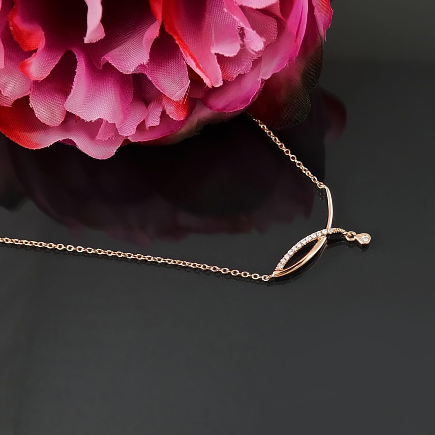 Detalle de Nobel Damen-Kette 925 Sterling Silber Rosegold Zirkonia – Feines Halskettchen mit AAA-Akkuratem Ihrem Look