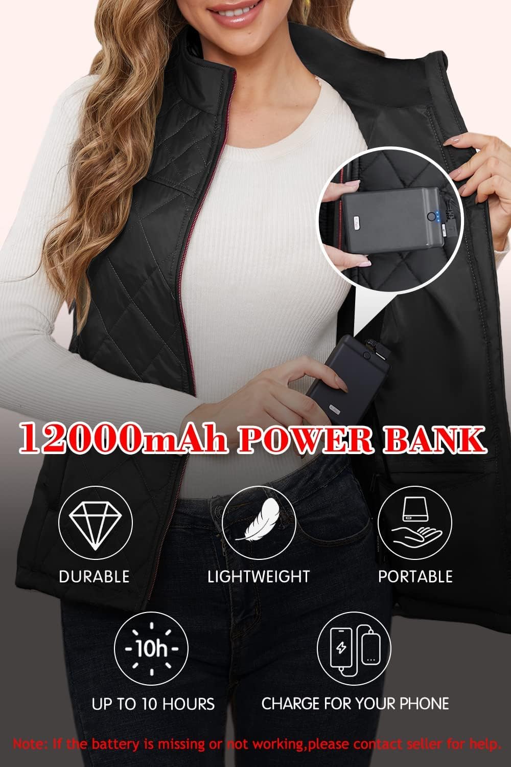 Thumbnail 4 de Kintiwe beheizte Weste Damen 12000 mAh Powerbank