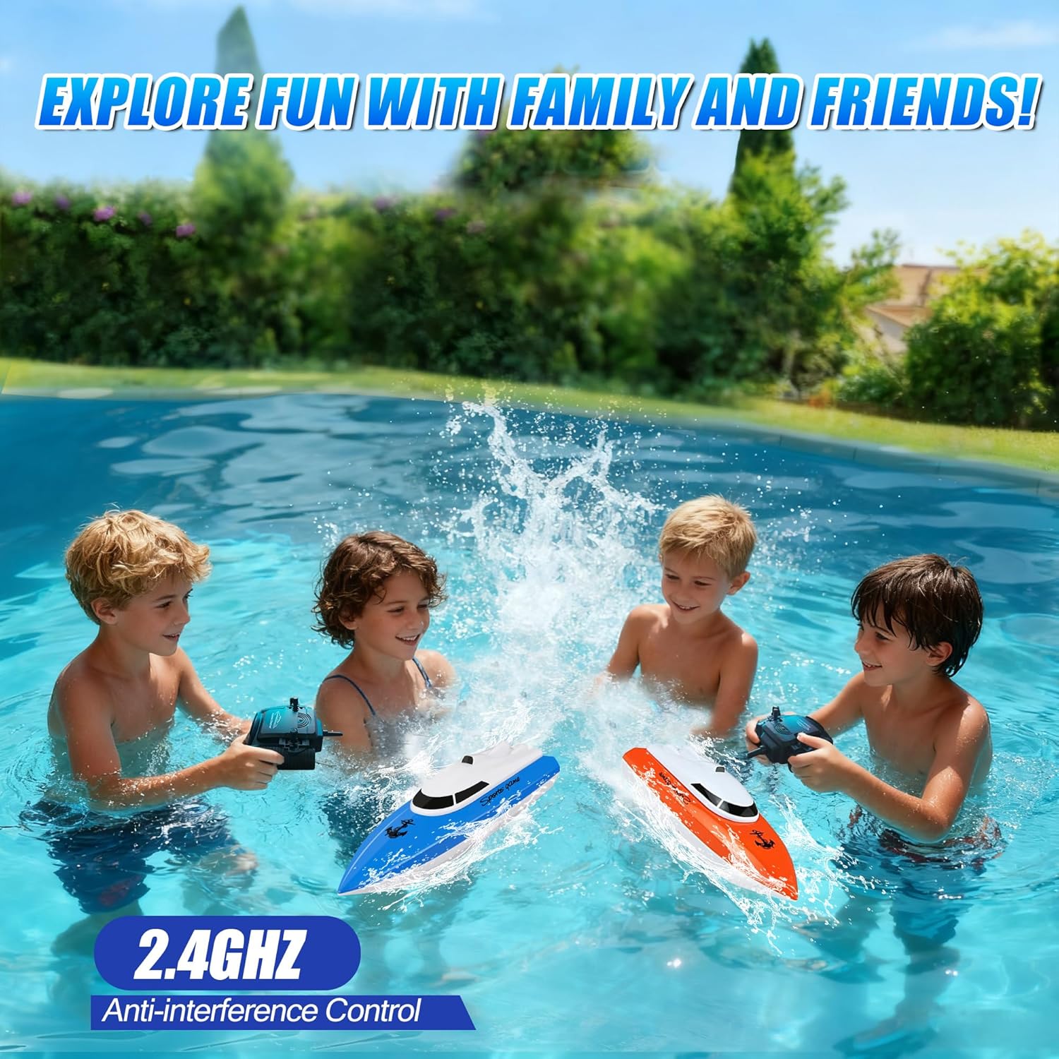 Thumbnail 5 de SZJJX RC Boat for Kids: 100+ Minutes of Play, 2.4 GHz Fast Mini Racing Boat for Lakes, Pools and Ponds