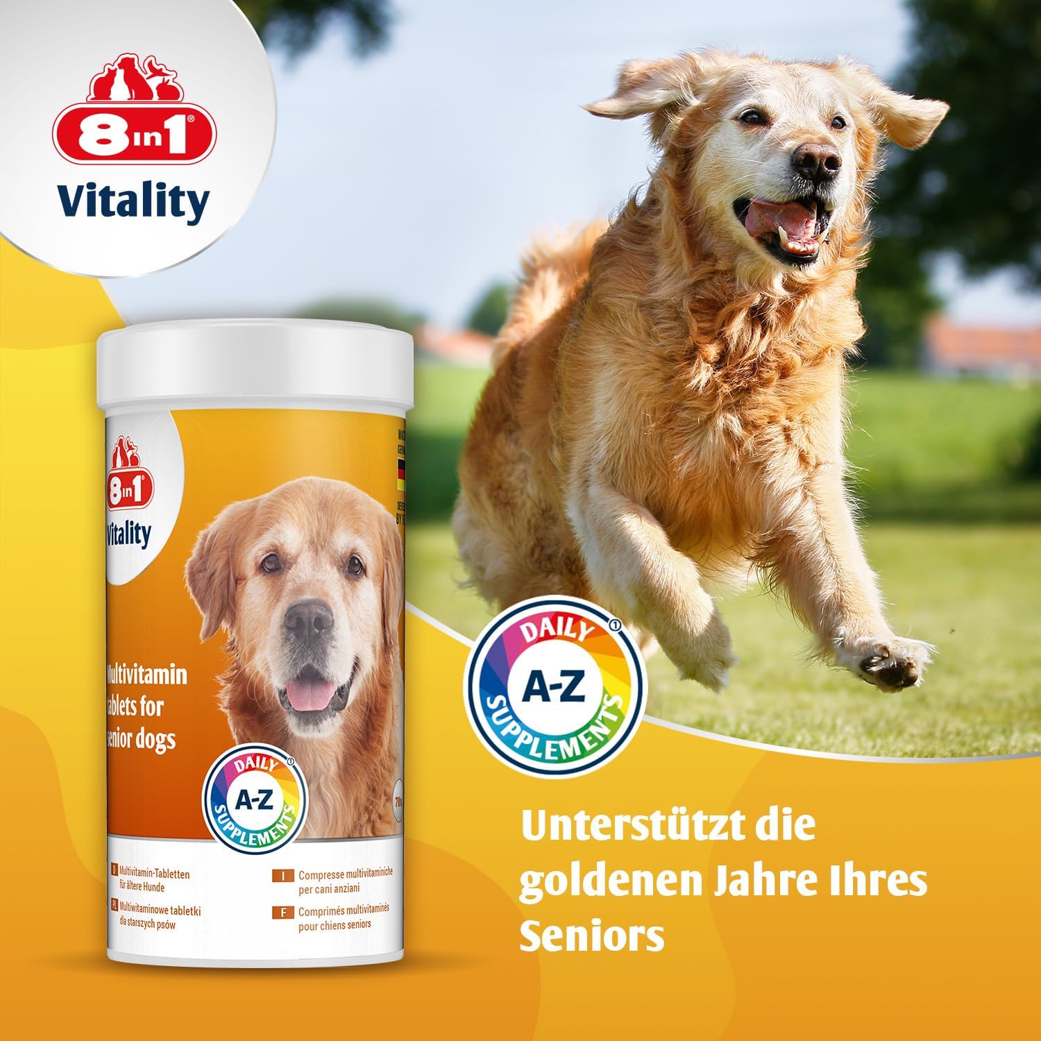 Detalle de 8in1 Multivitamin Tabletten Senior – Nahrungsergänzung für ältere Hunde (70 Tablets)