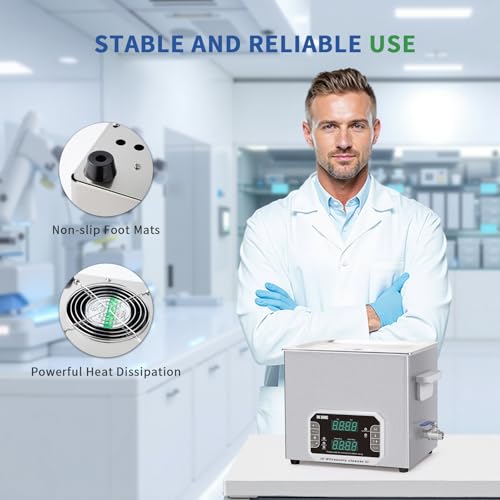 Detalle de DK SONIC Professional Ultrasonic Cleaner 10L (240W) with Timer, Heater & Touch Control — Heavy-Duty, Multi-Application