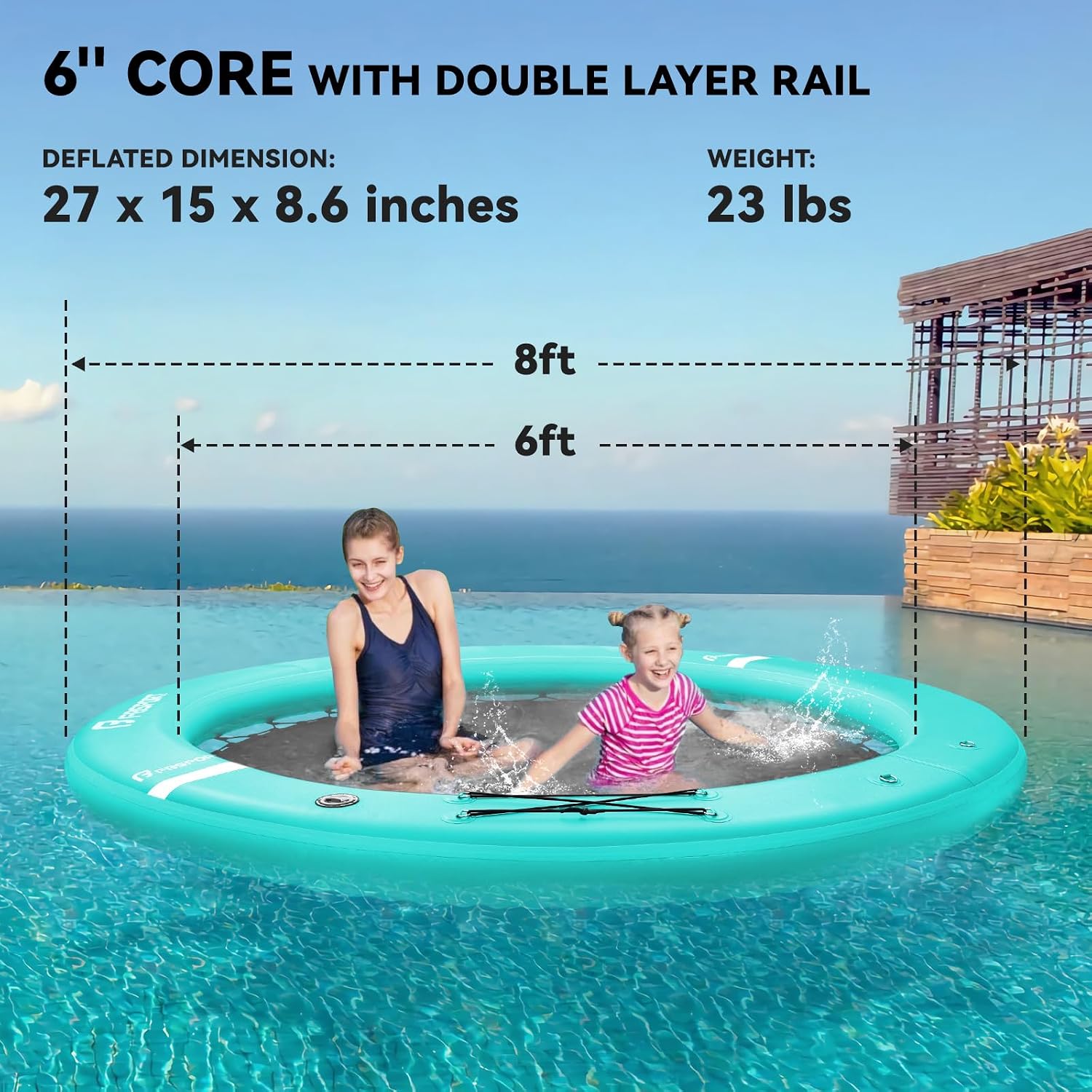 Detalle de FBSPORT Inflatable Water Hammock Round Floating Ring (8 ft) — Floating dock, swim platform & sun raft