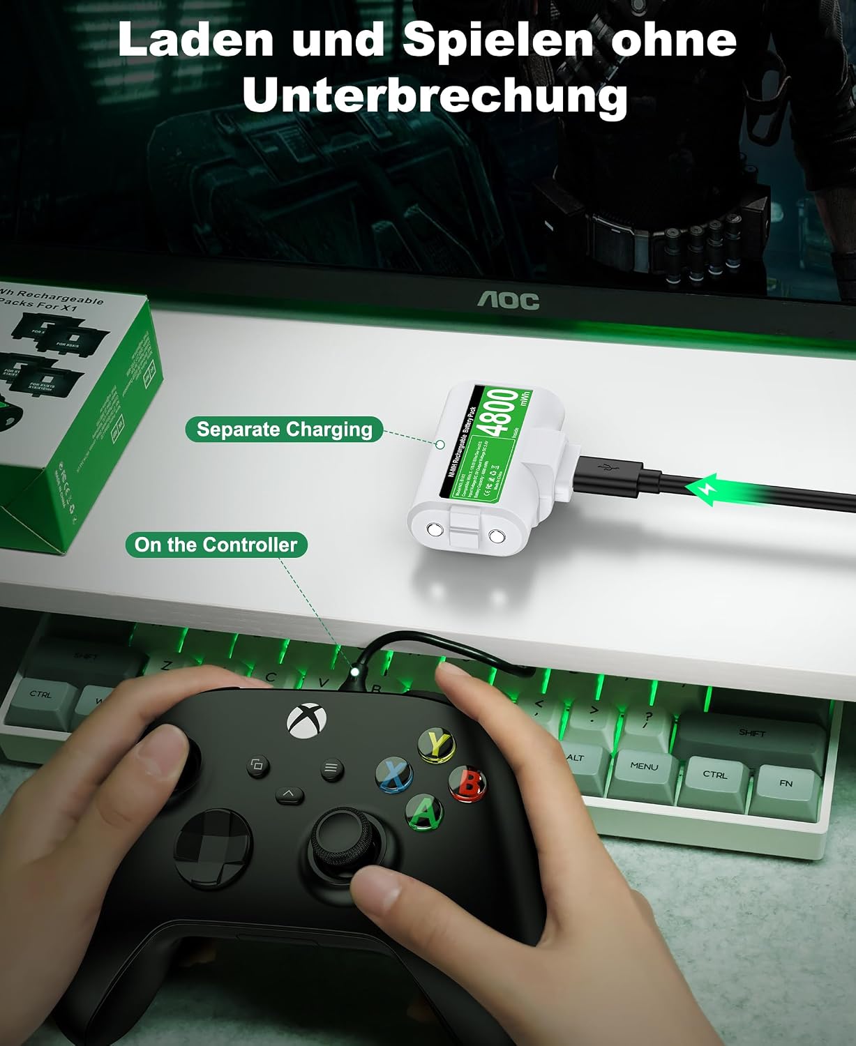 Thumbnail 5 de Akku für Xbox Controller, 2 x 4800mWh Wiederaufladbare Akku für Xbox Series X Controller mit 4 Batterie Abdeckung für X- Series X/S/X-One/One S/X/Elite
Akku für Xbox Controller, 2 x 4800mWh Wiederaufladb…