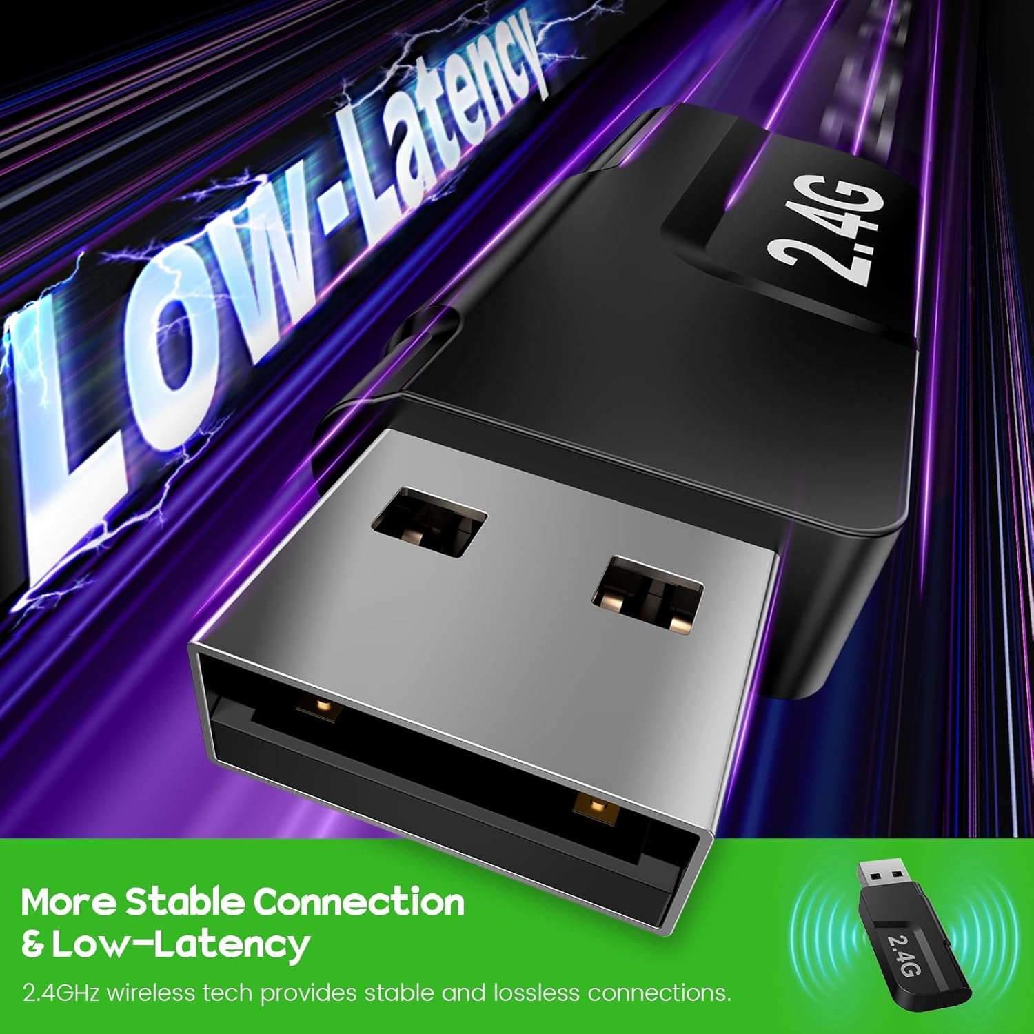 Thumbnail 2 de WESEARY WG2 2,4G Wireless Gaming Headset mit Mikrofon (2,4-GHz-Low-Latency, Bluetooth, 7.1, Noise Cancelling) für PS5, PS4, PC, Switch