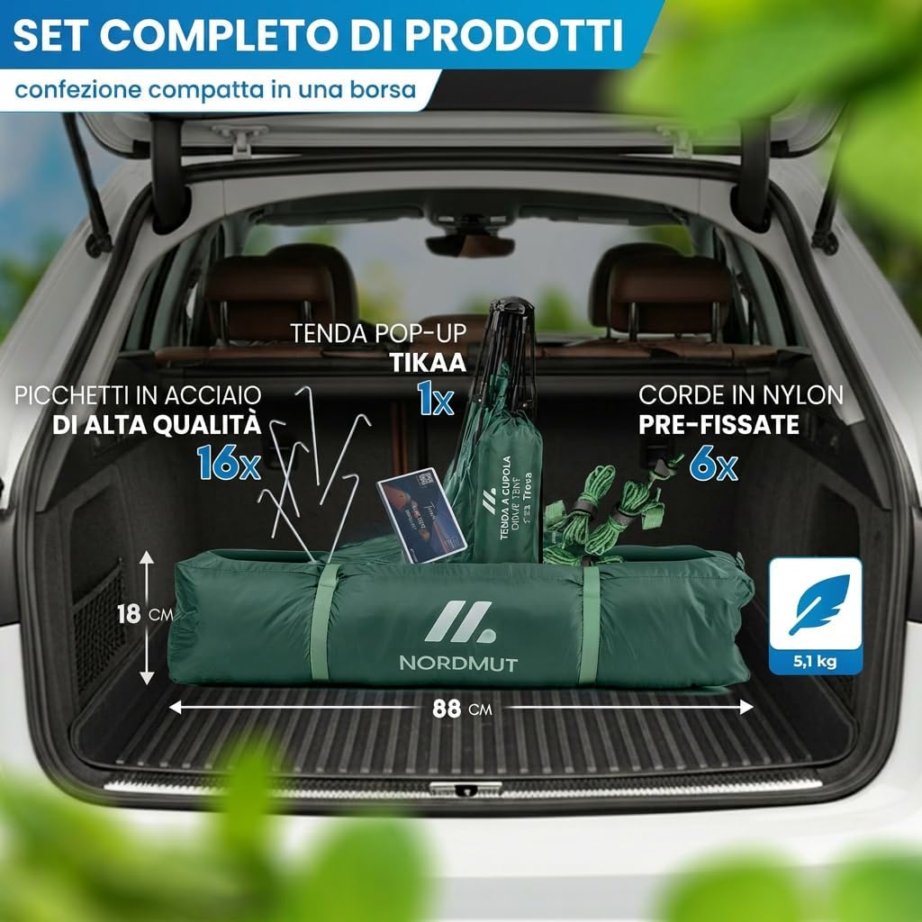 Thumbnail 6 de Nordmut Tenda Pop-Up 2-4 Persone – Montaggio Istantaneo, Impermeabile e Ventilata
