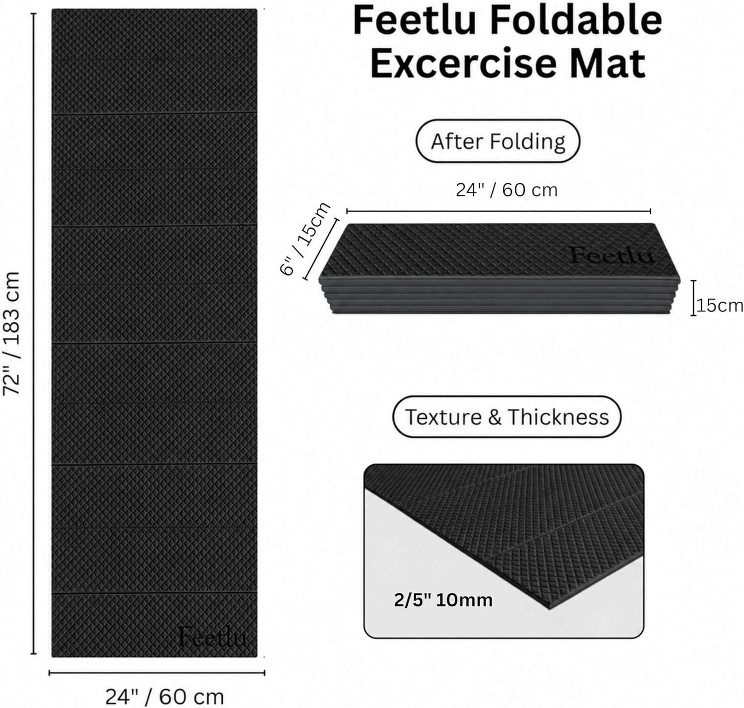 Detalle 2 de Feetlu Foldable Yoga Exercise Mat ๐งโ