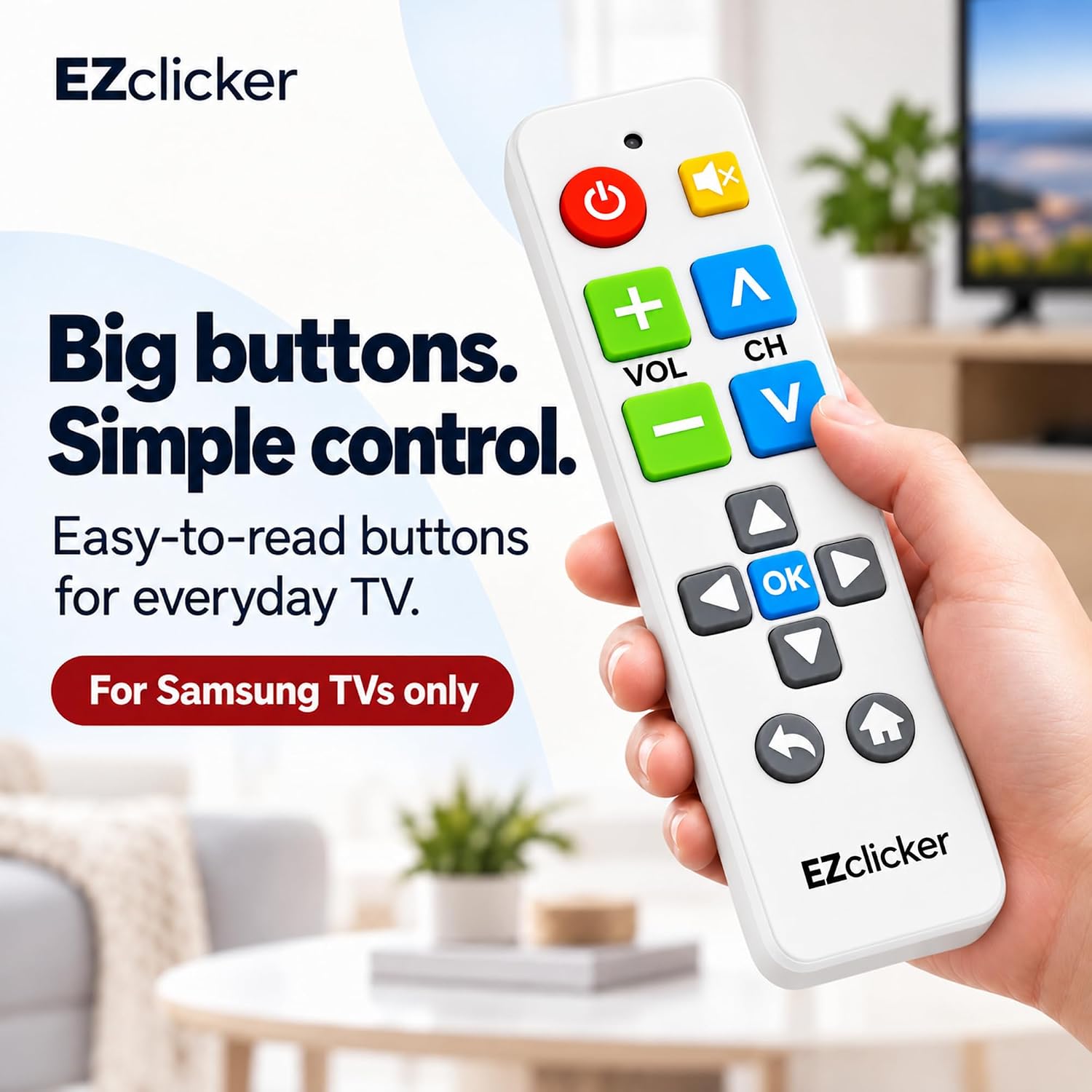Detalle 2 de Samsung Replacement TV Remote with Big Button (White) for Samsung TVs