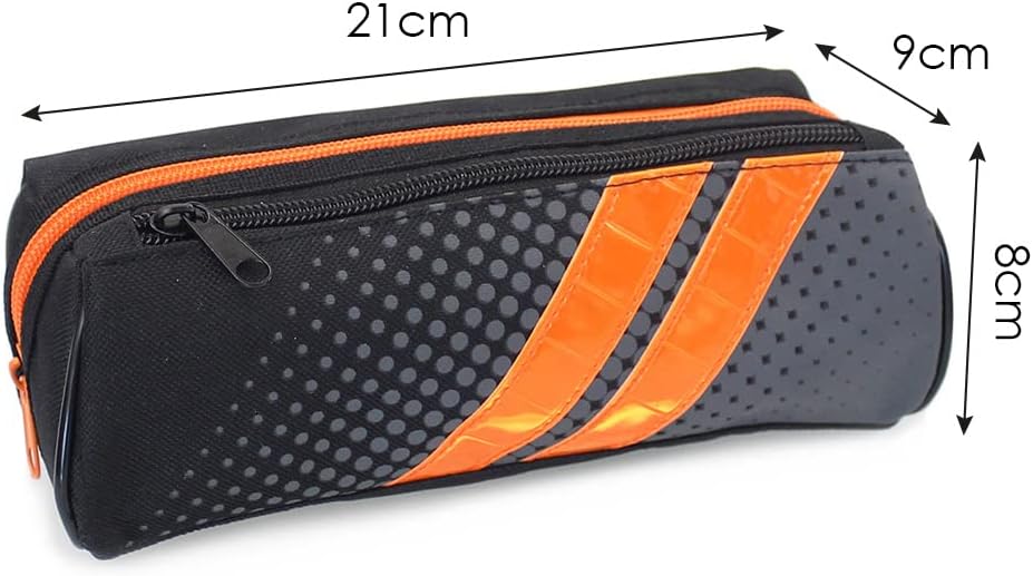 Thumbnail 3 de Fashion Stationery Pencil Case – Large Capacity Two‑Zip Case for Students (Black, Orange & Grey)