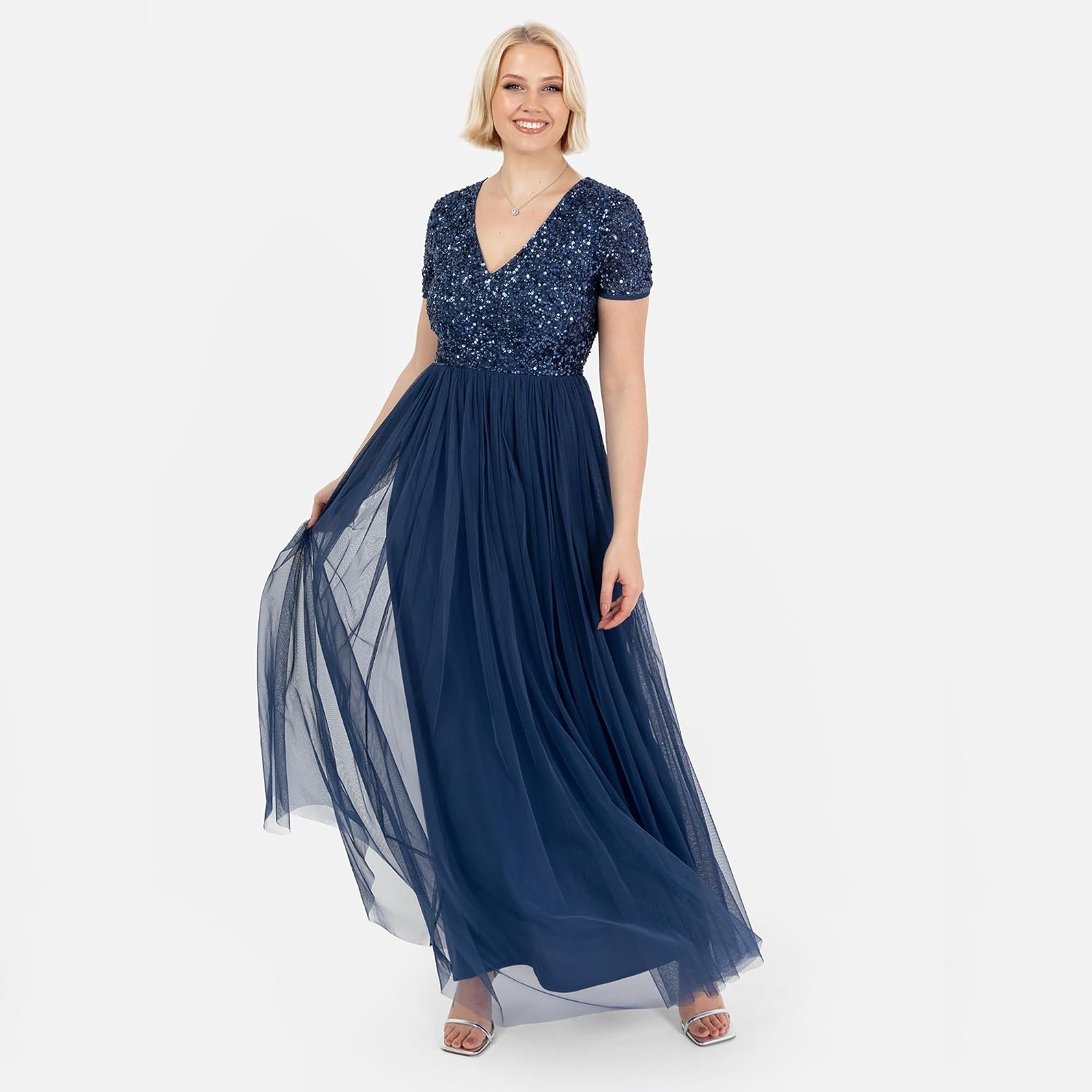 Thumbnail 6 de Maya Deluxe Deluxe Women’s Sequin Empire High-Waist Short Sleeve Dress (Plus Size) for Wedding Guests