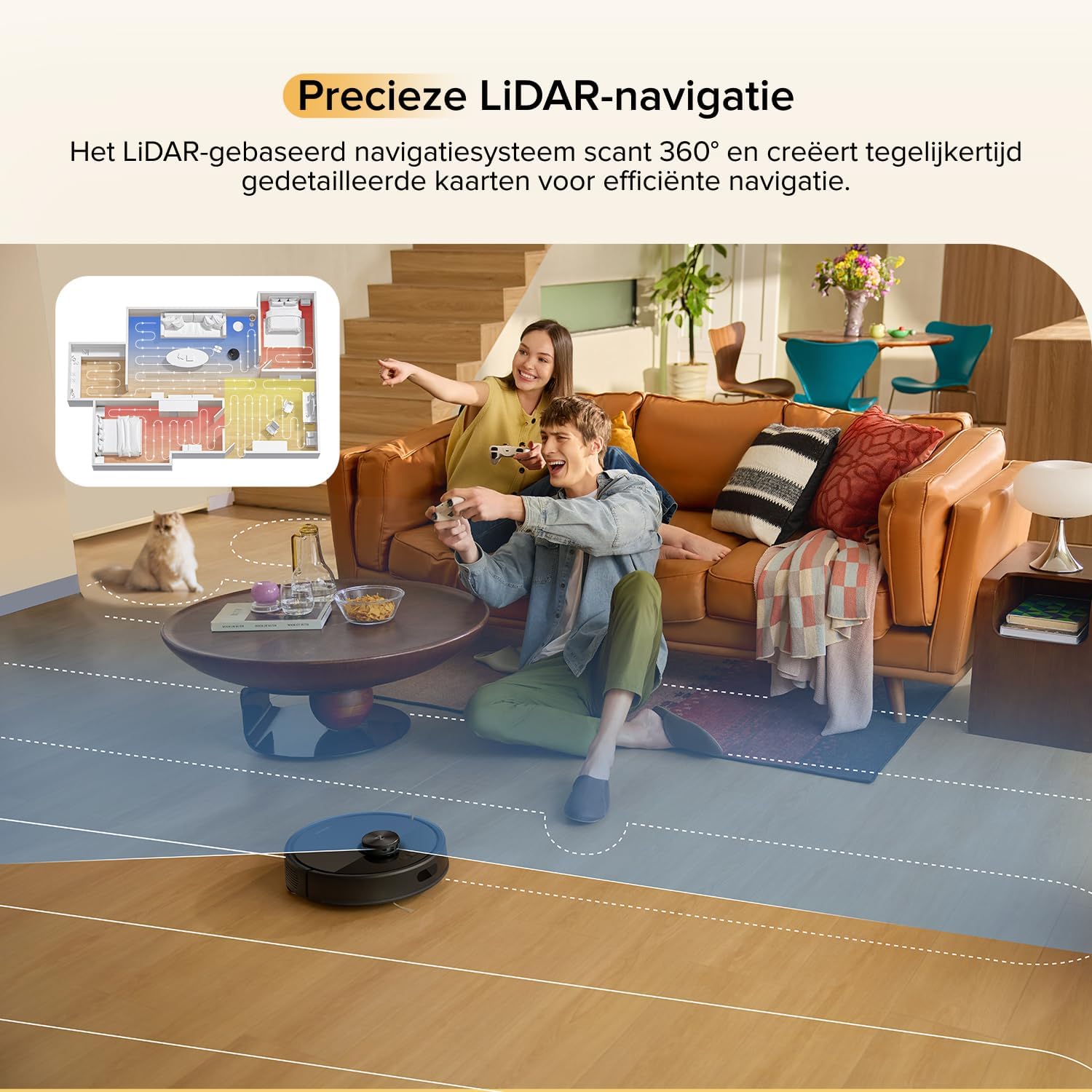 Detalle de Roborock Q7 M5 robotstofzuiger met dweilfunctie, 10.000 Pa en LiDAR