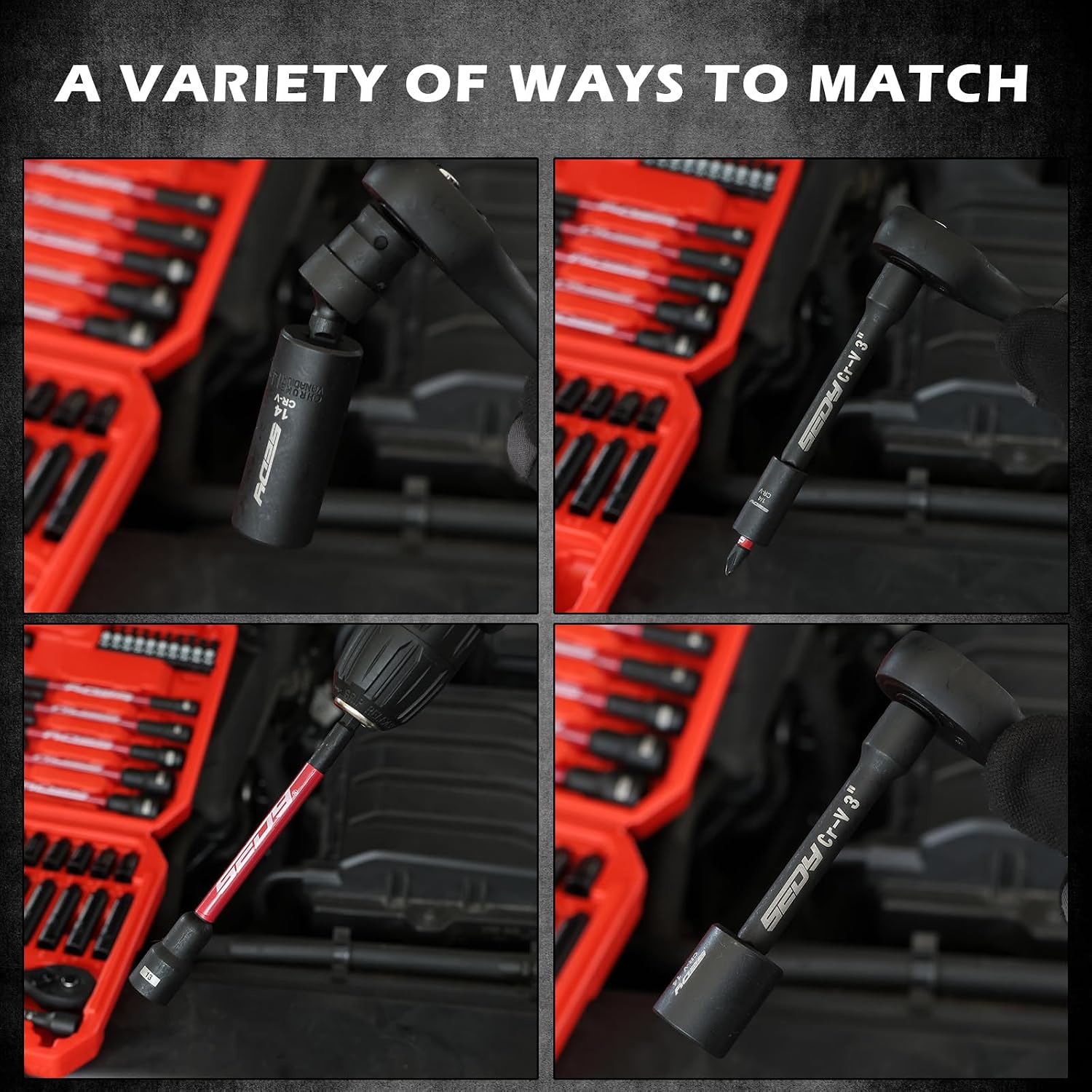 Thumbnail 6 de SEDY 63-Piece 1/4" Metric Socket Set with Deep Sockets and Magnetic Nut Drivers