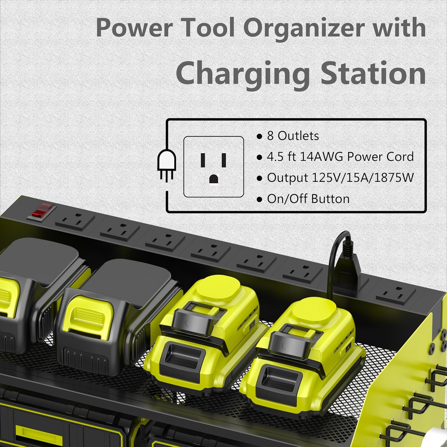 Thumbnail 1 de Wall Mount Drill Storage Rack with Charging Station
