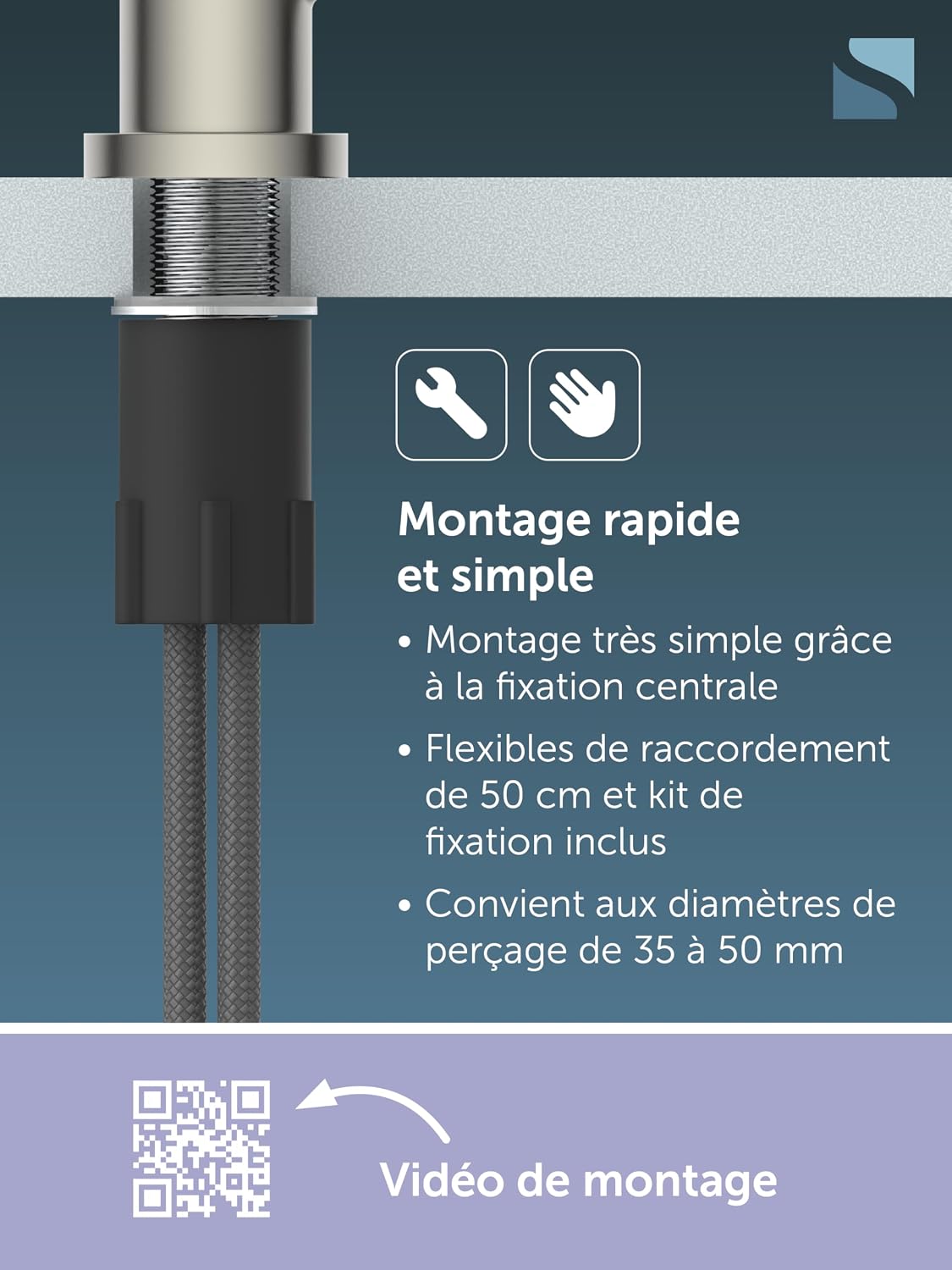 Detalle de SCHÜTTE 79126 Robinet de cuisine Cornwall — mitigeur pivotant 360° et Cold-Start