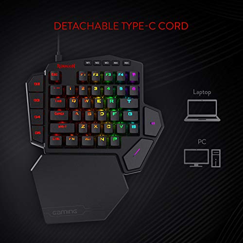 Thumbnail 7 de Redragon K585 DITI: teclado mecánico para juego de una mano con 7 macros RGB y reposamuñecas desmontable