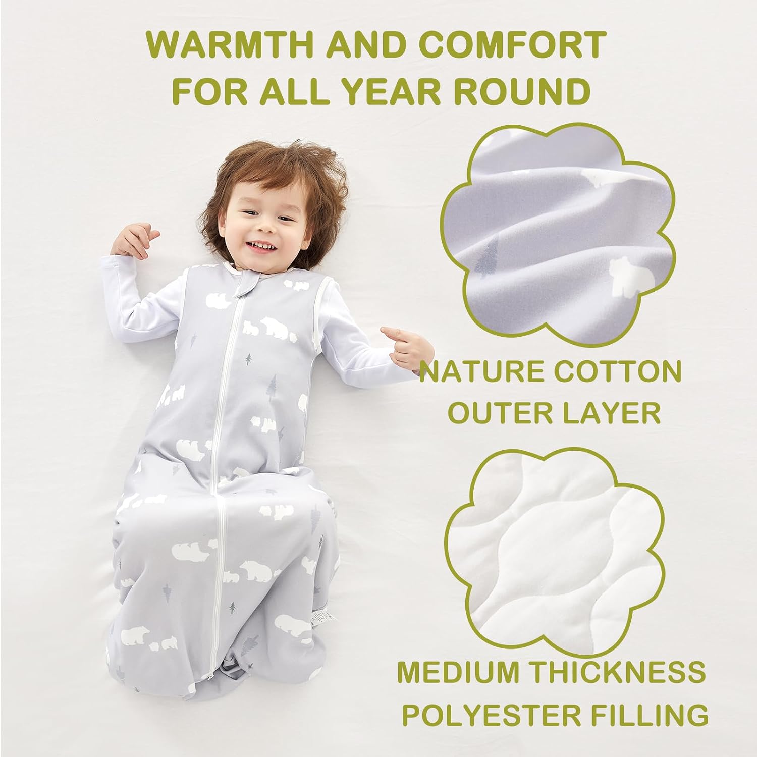 Detalle de Nivolltha Super Soft Baby Sleeping Bag 1.5 TOG