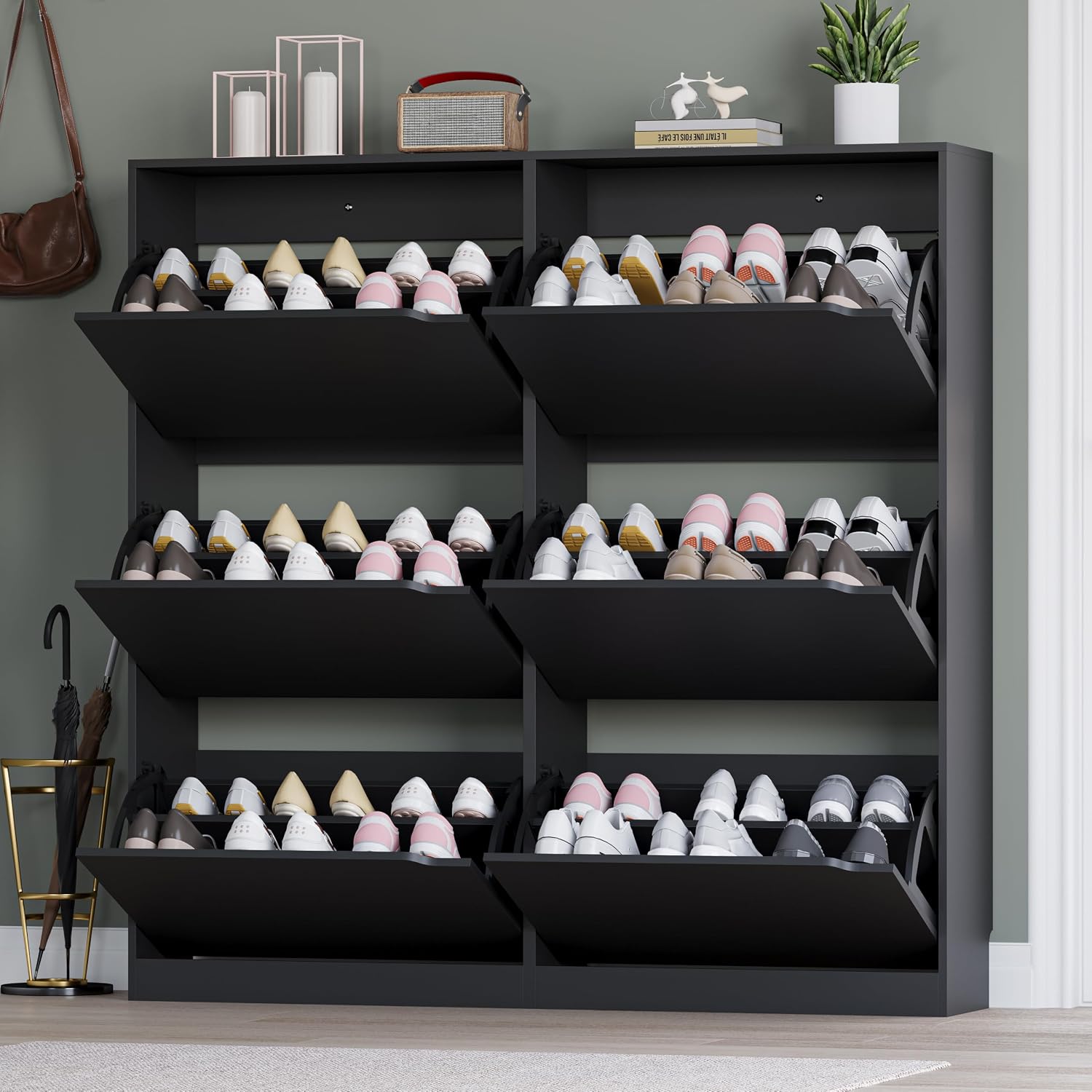 Thumbnail 6 de BORNOON 6-Drawer Shoe Cabinet with Slim Freestanding Flip-Drawer Storage