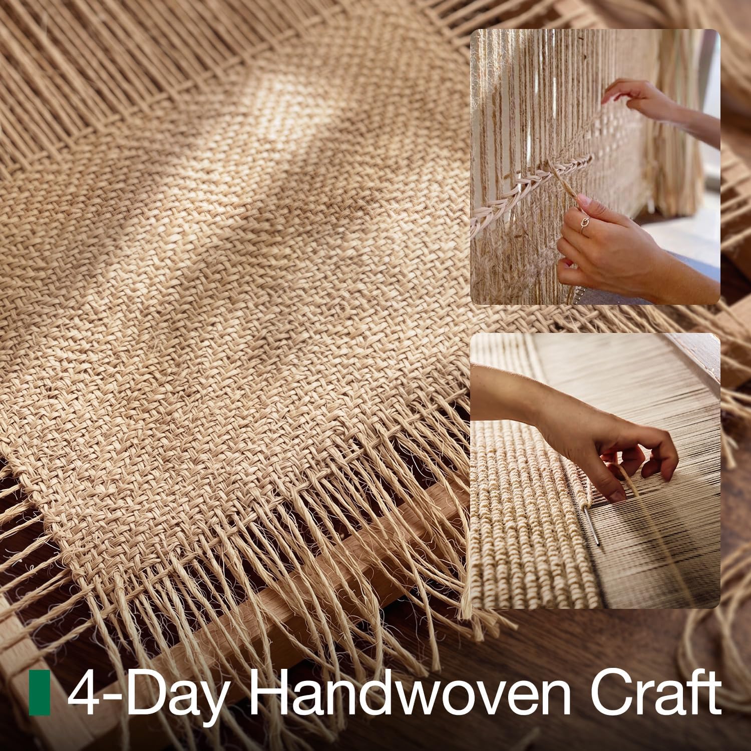 Detalle 2 de LUMI Natural Jute 24 x 36 Indoor Door Mat, Handwoven with TPR Backing
