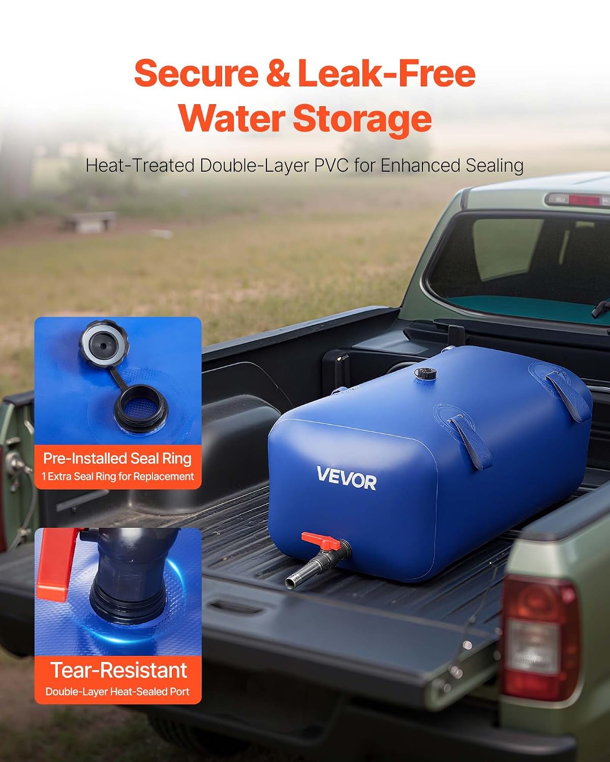 Detalle de VEVOR Réservoir d’eau souple pliable 113 L (113 litres) pour jardin, camping et urgence