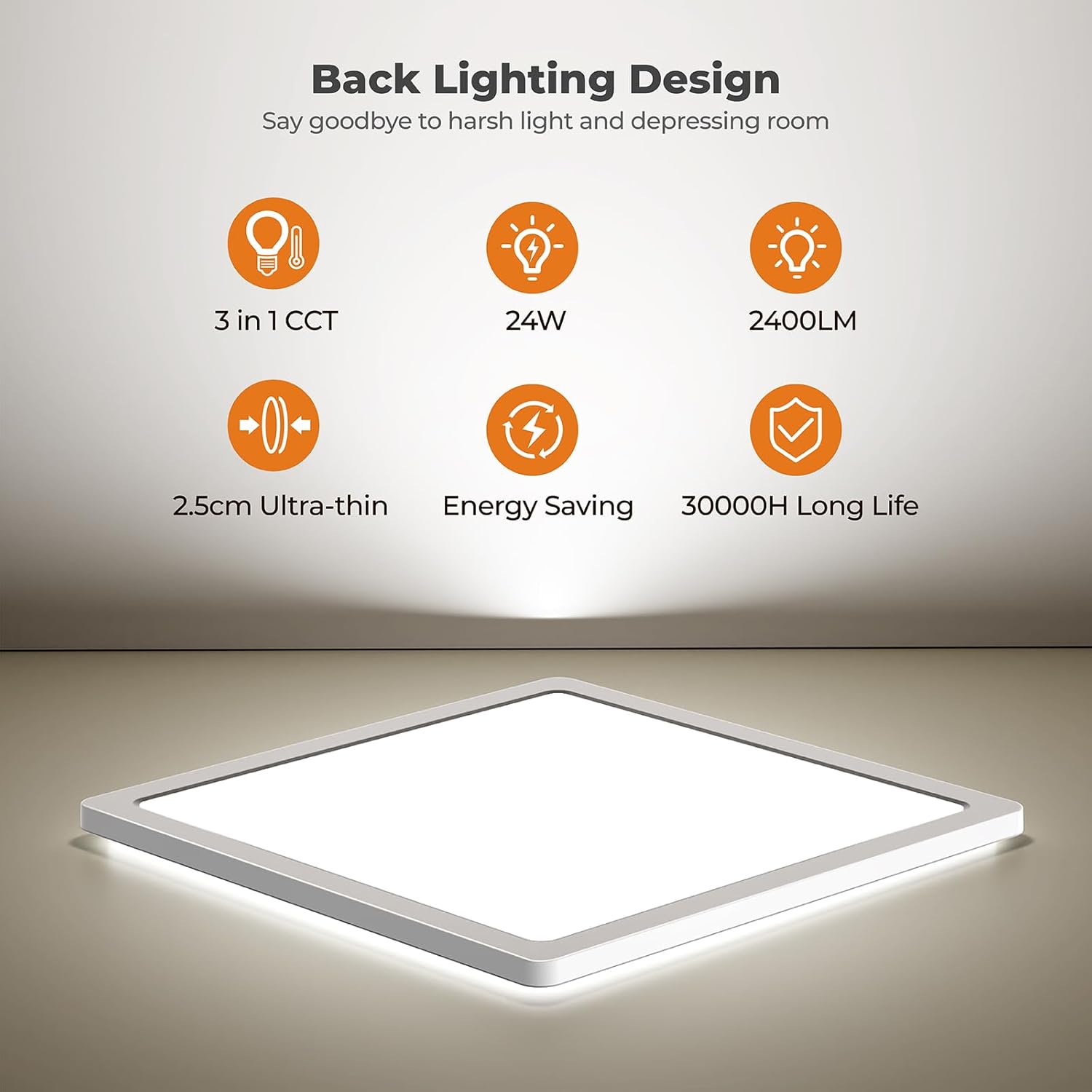 Thumbnail 1 de BLNAN LED Deckenleuchte 24W flach mit 3 Farbtemperaturen (3000K/4000K/5000K) und 30 cm Panel