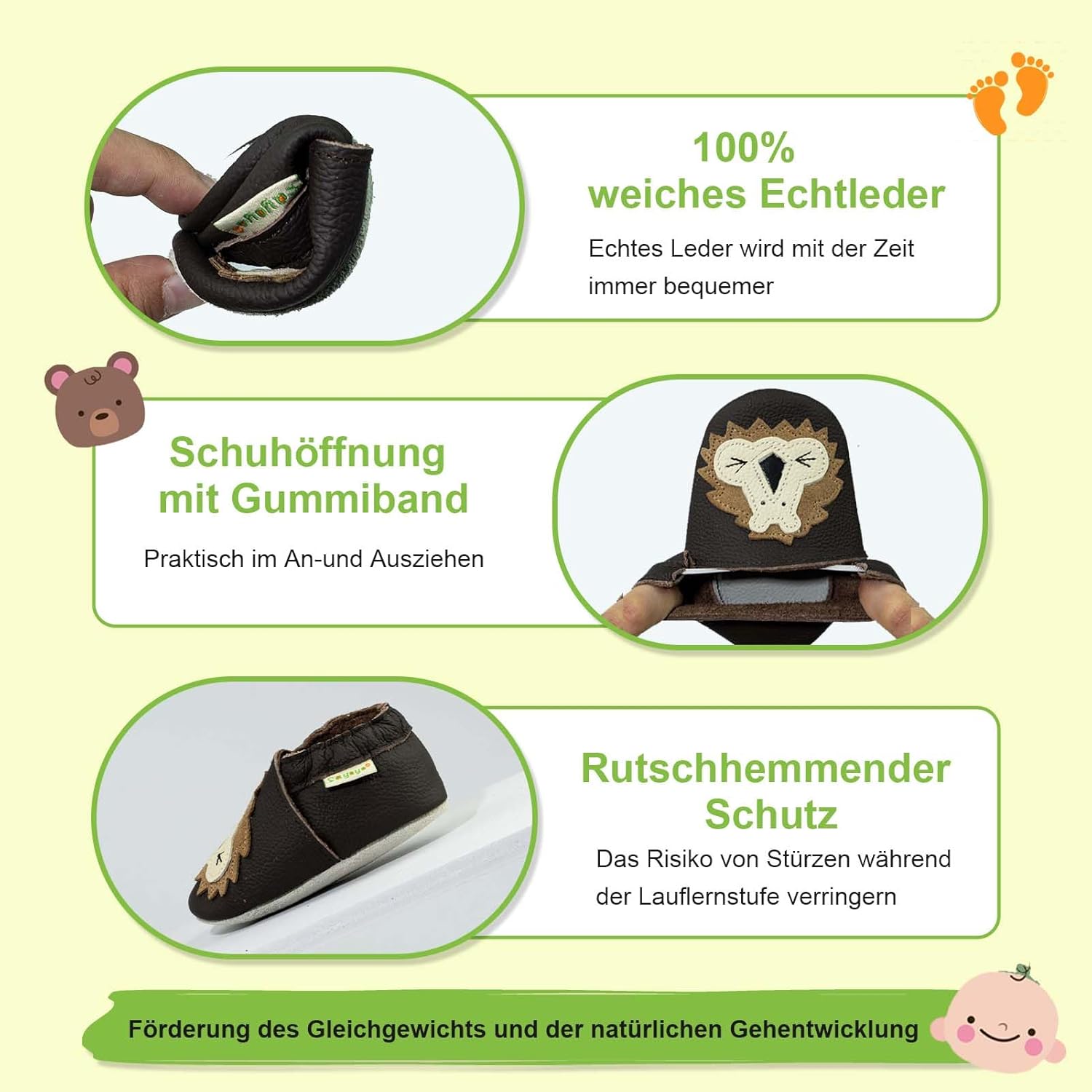 Thumbnail 3 de SAYOYO Weiche Leder Krabbelschuhe – Baby Laufschuhe mit rutschfester Sohle