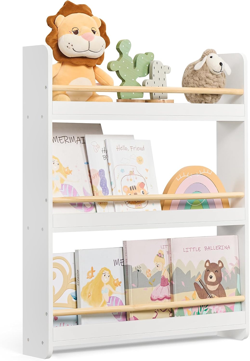 Thumbnail 6 de SONGMICS Kinder-Bücherregal GKR014CE02 mit 4 Ebenen (wandmontiert) – lorbeergrün/natur