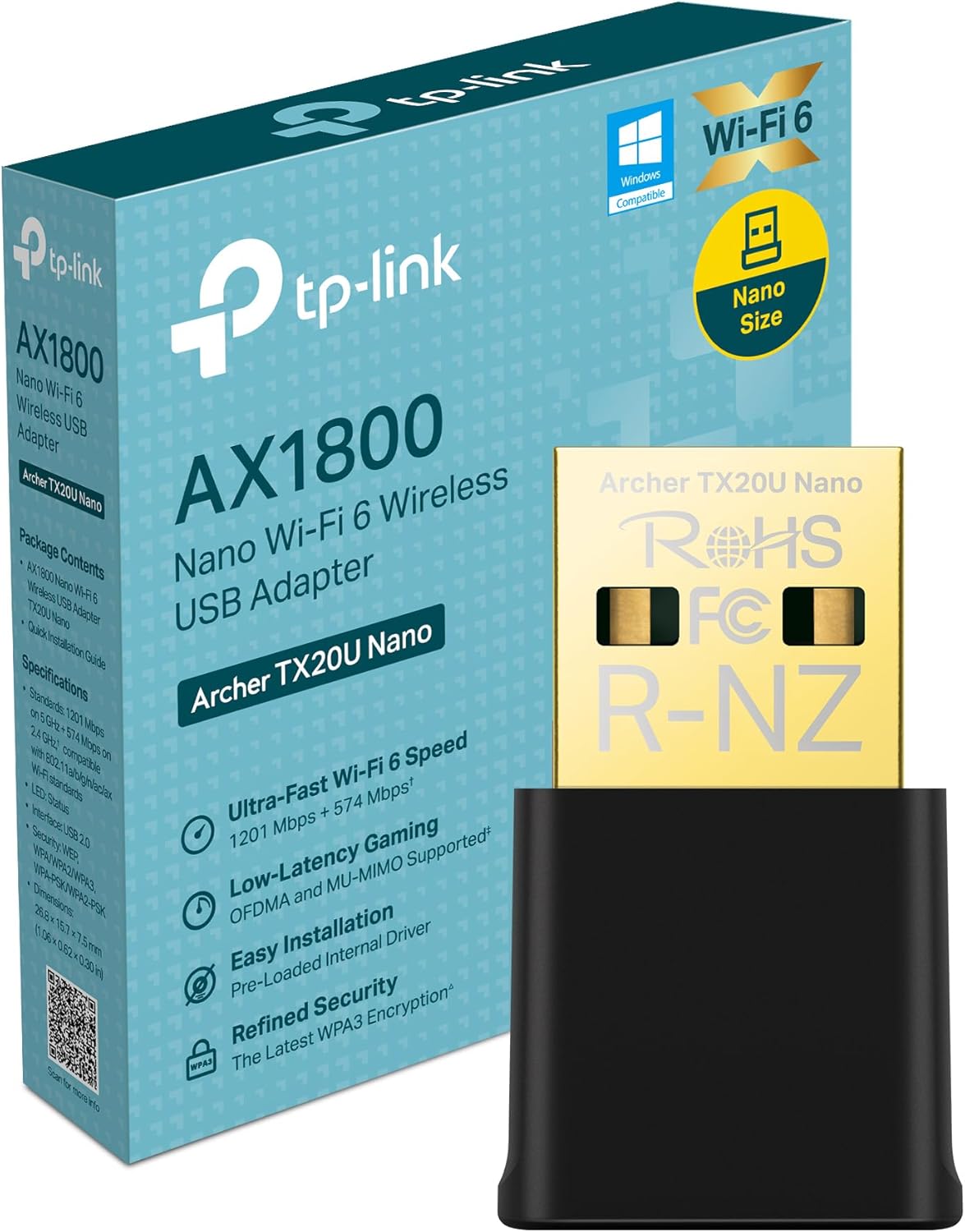 Detalle de TP-Link Archer TX20U Nano Adattatore Wi‑Fi 6 1800 Mbps