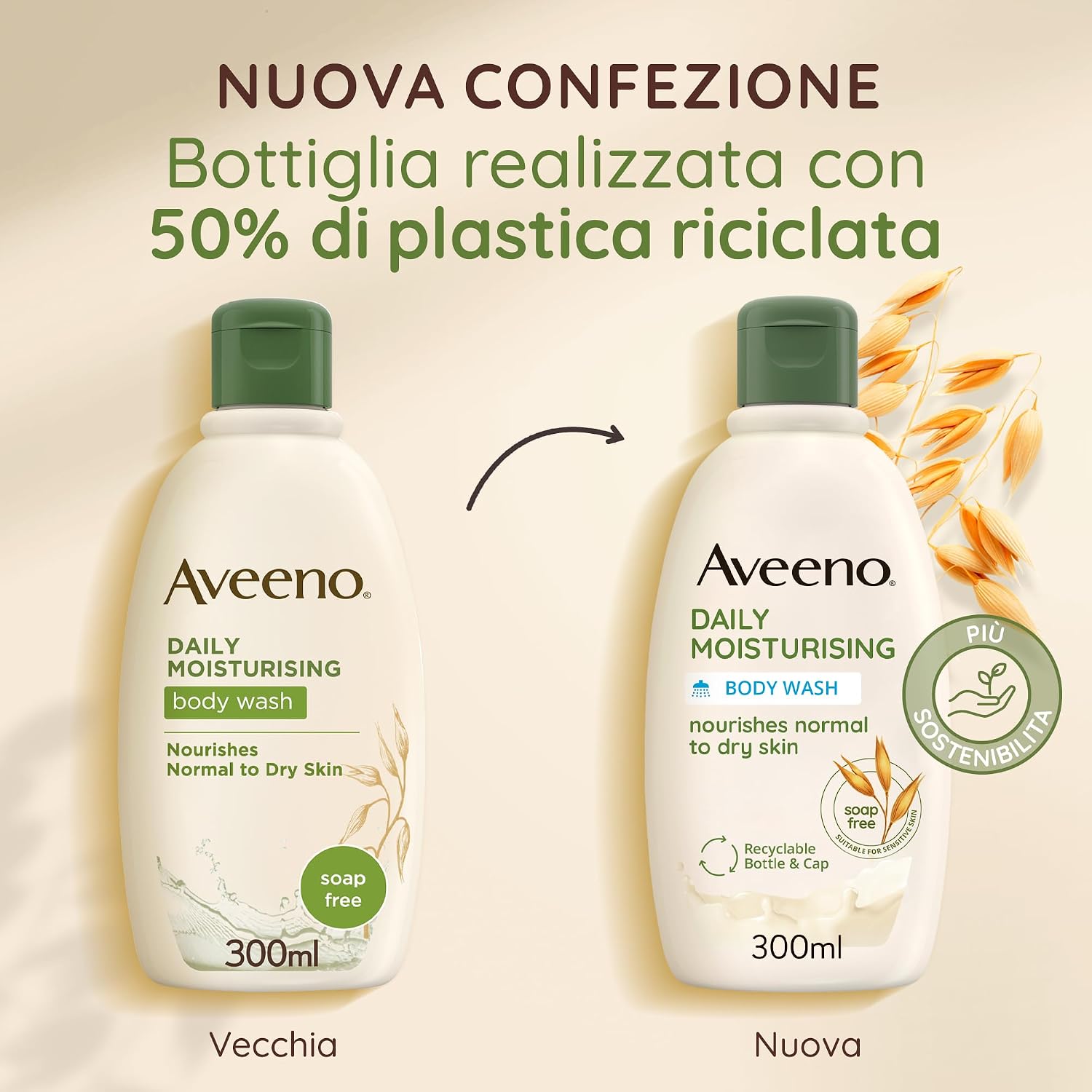 Detalle de Aveeno Daily Moisturising Bagnoschiuma per pelli sensibili (300 ml) con Avena Colloidale
