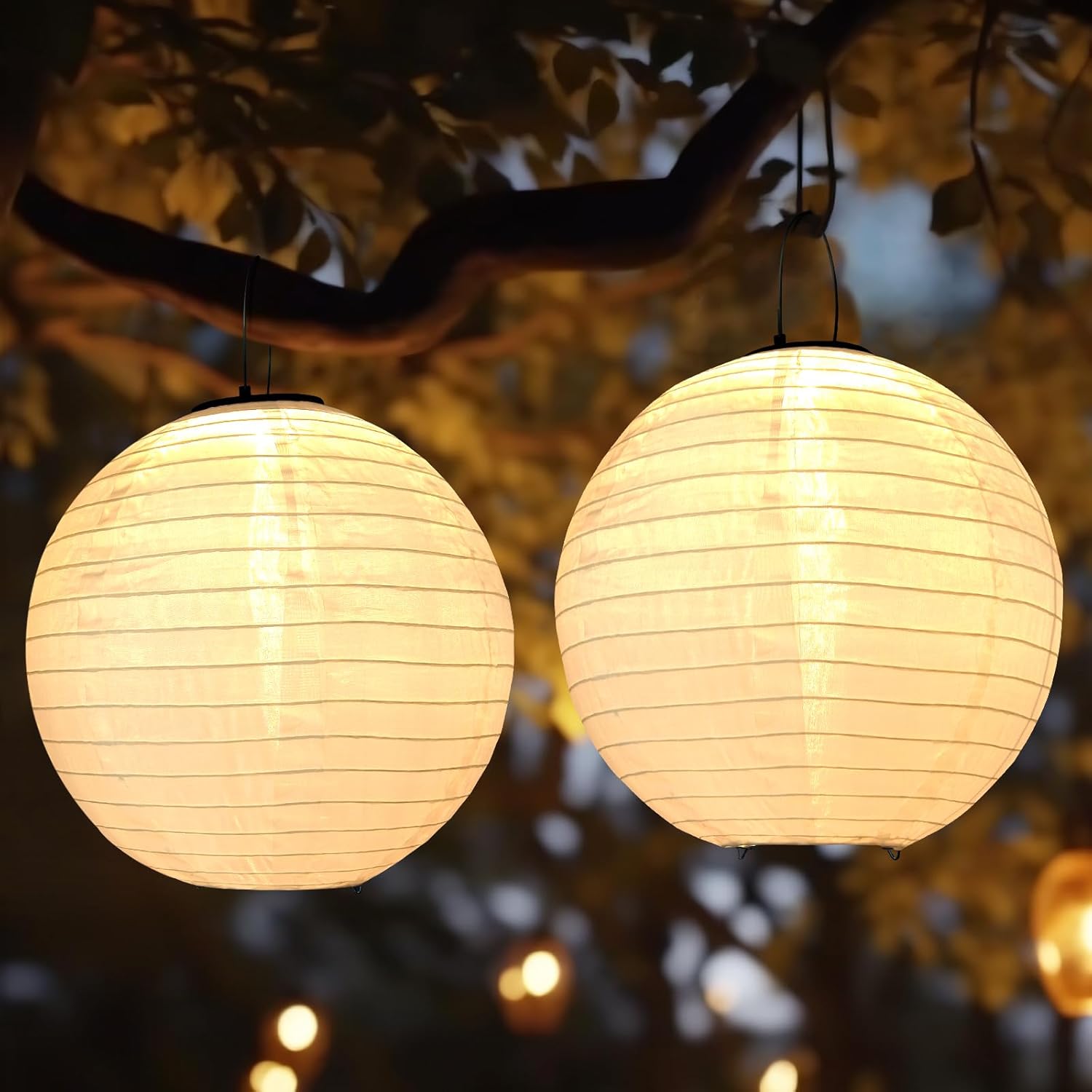 Thumbnail 6 de Bawoo Solar Lights Outdoor Garden – 4 Pack 20cm Hanging Solar Lanterns for Patio and Pathway (Warm White)