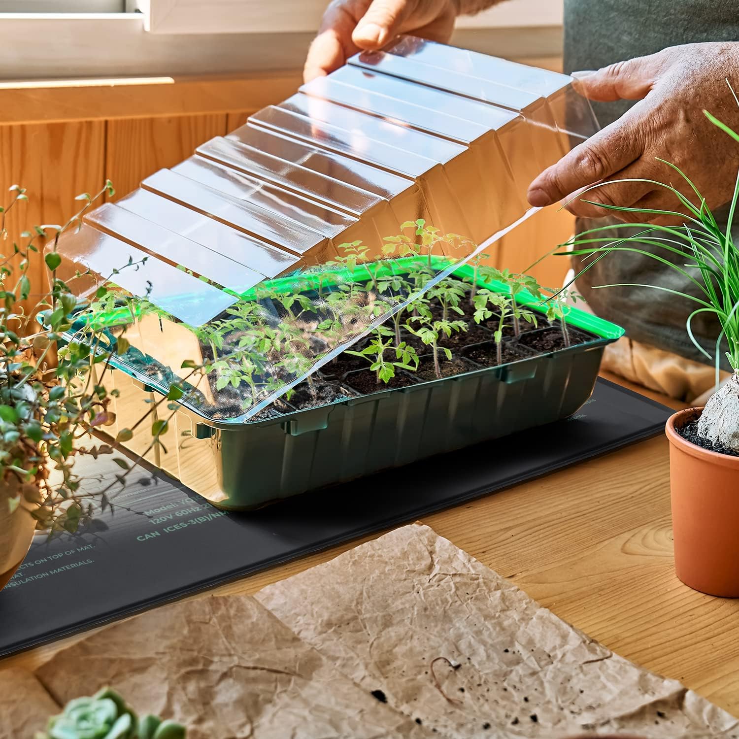Detalle de Ohuhu Heizmatte Wärmematte für Sämlinge (2 Stück) – wasserdicht, 25 x 52 cm
