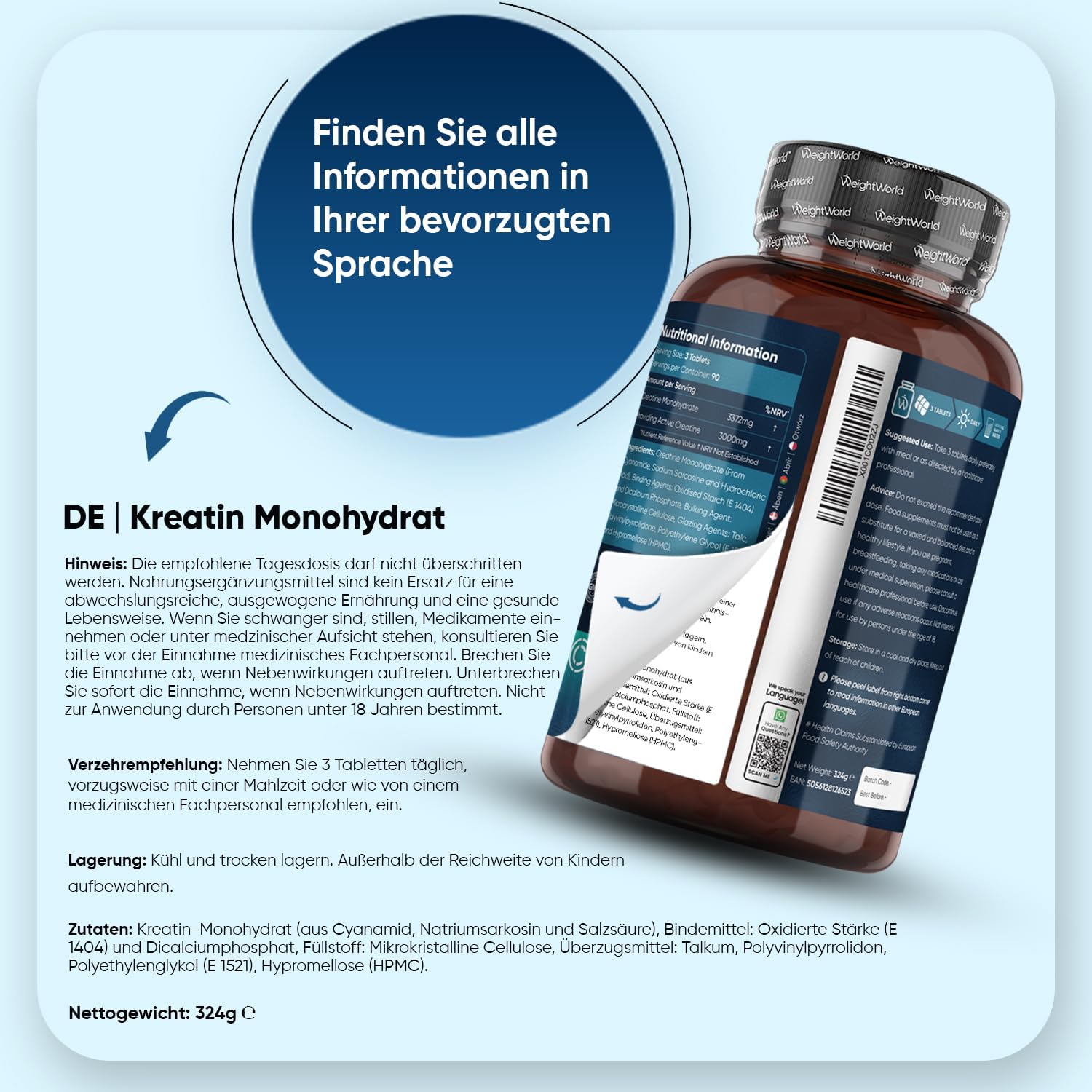 Thumbnail 3 de WeightWorld Creatin Monohydrat 3000 mg Tabletten