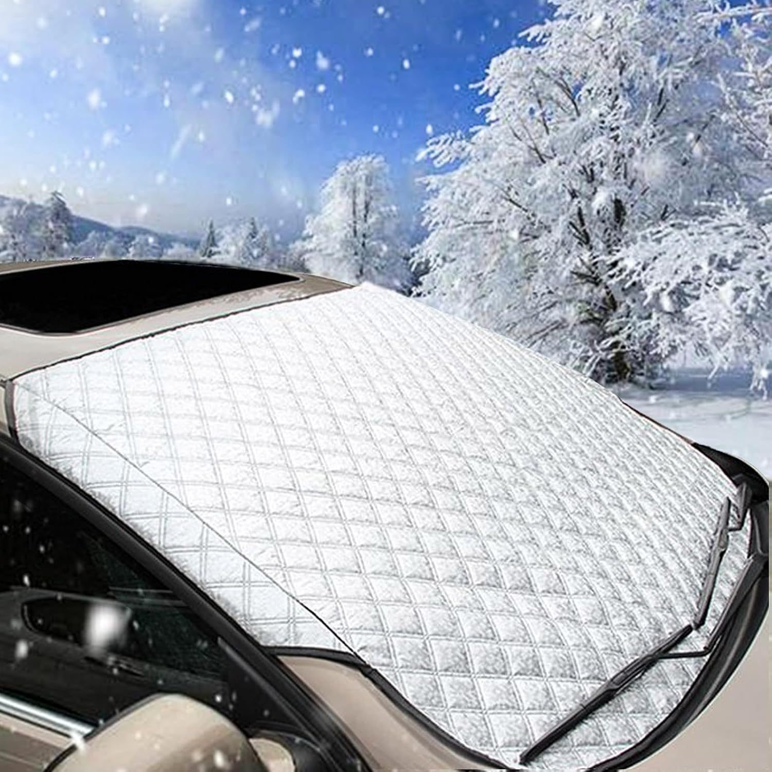 Detalle de BOOSHMall Windschutzscheibenabdeckung faltbar (150 x 100 cm) gegen Frost, Schnee, Sonne und UV
