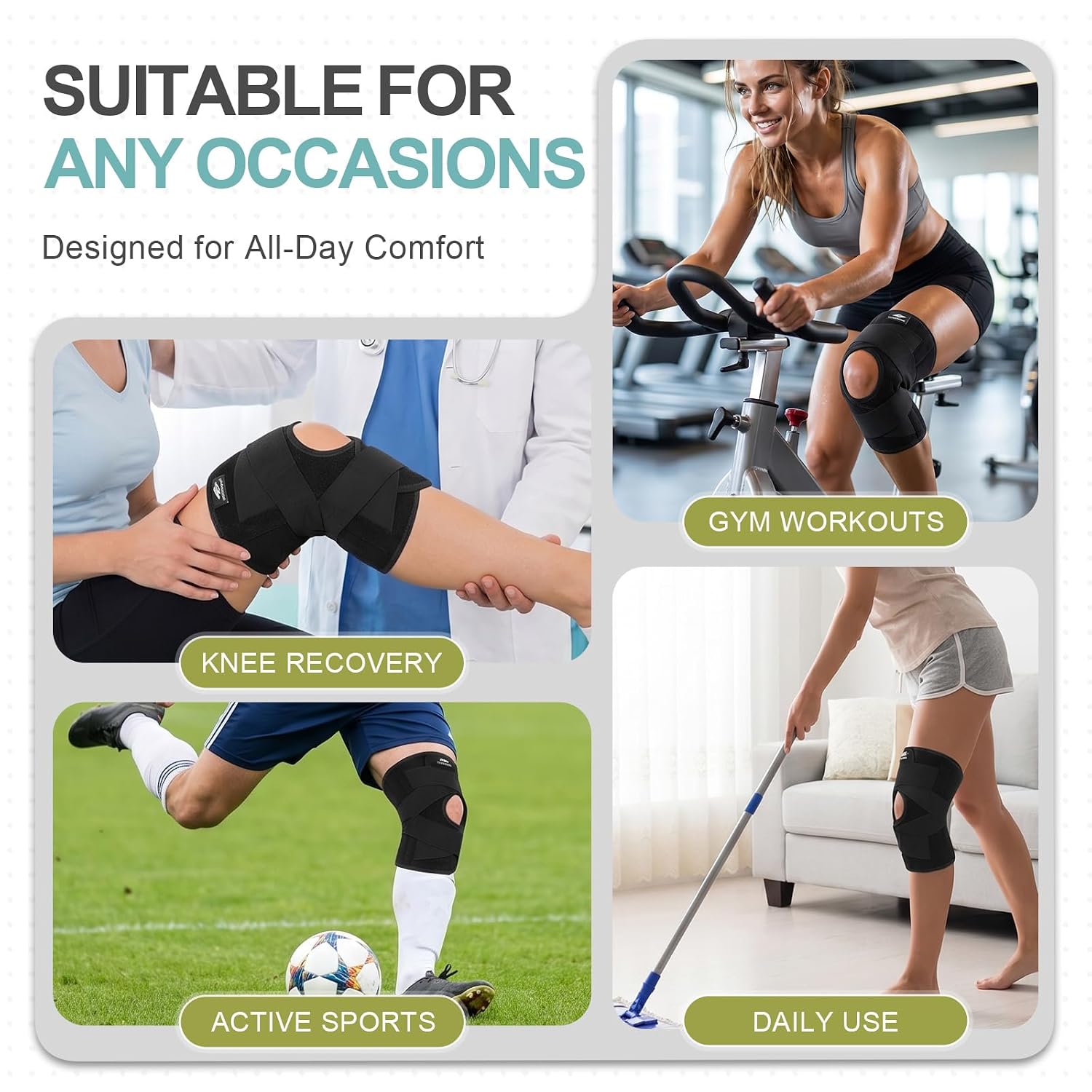 Thumbnail 6 de Lusenone XXL Adjustable Knee Brace with Side Stabilizers and Patella Gel Pads