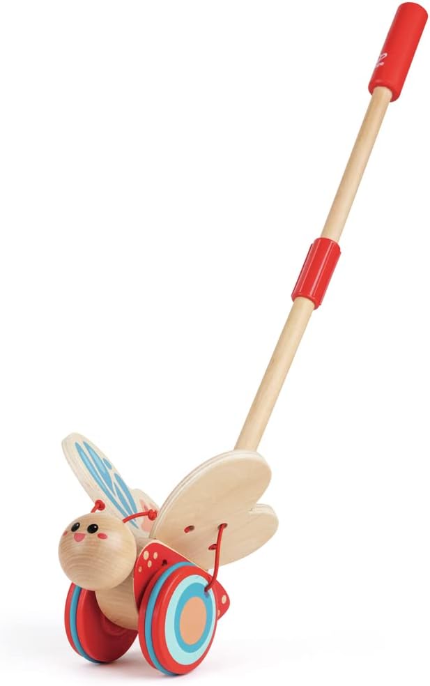 Detalle de Hape E0340 houten duw- en trekvlinder met bewegende vleugels